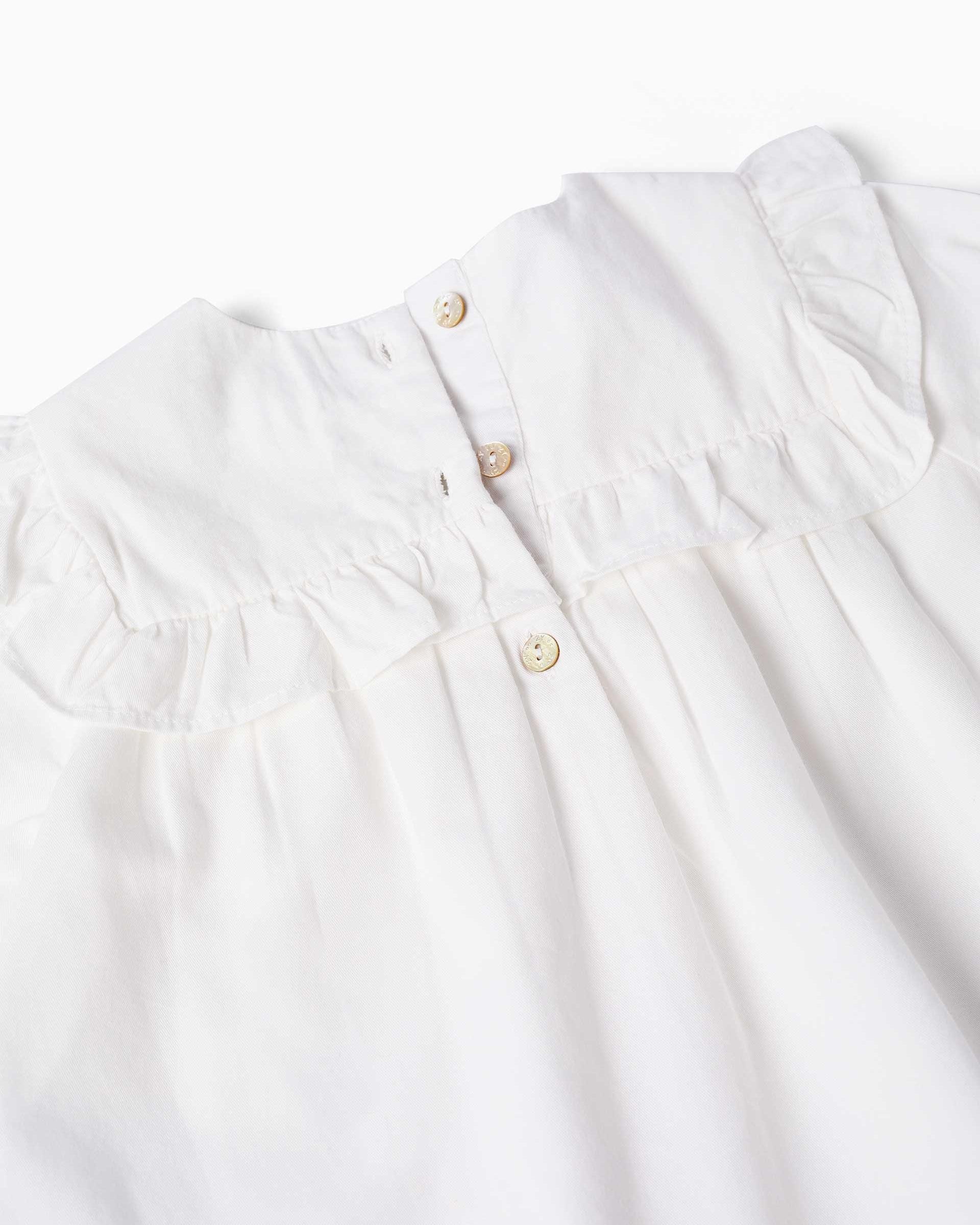 Imagen 2 de Blusa de bebé niña 100% algodón y con flores bordadas - Zippy - Blanco Blanco