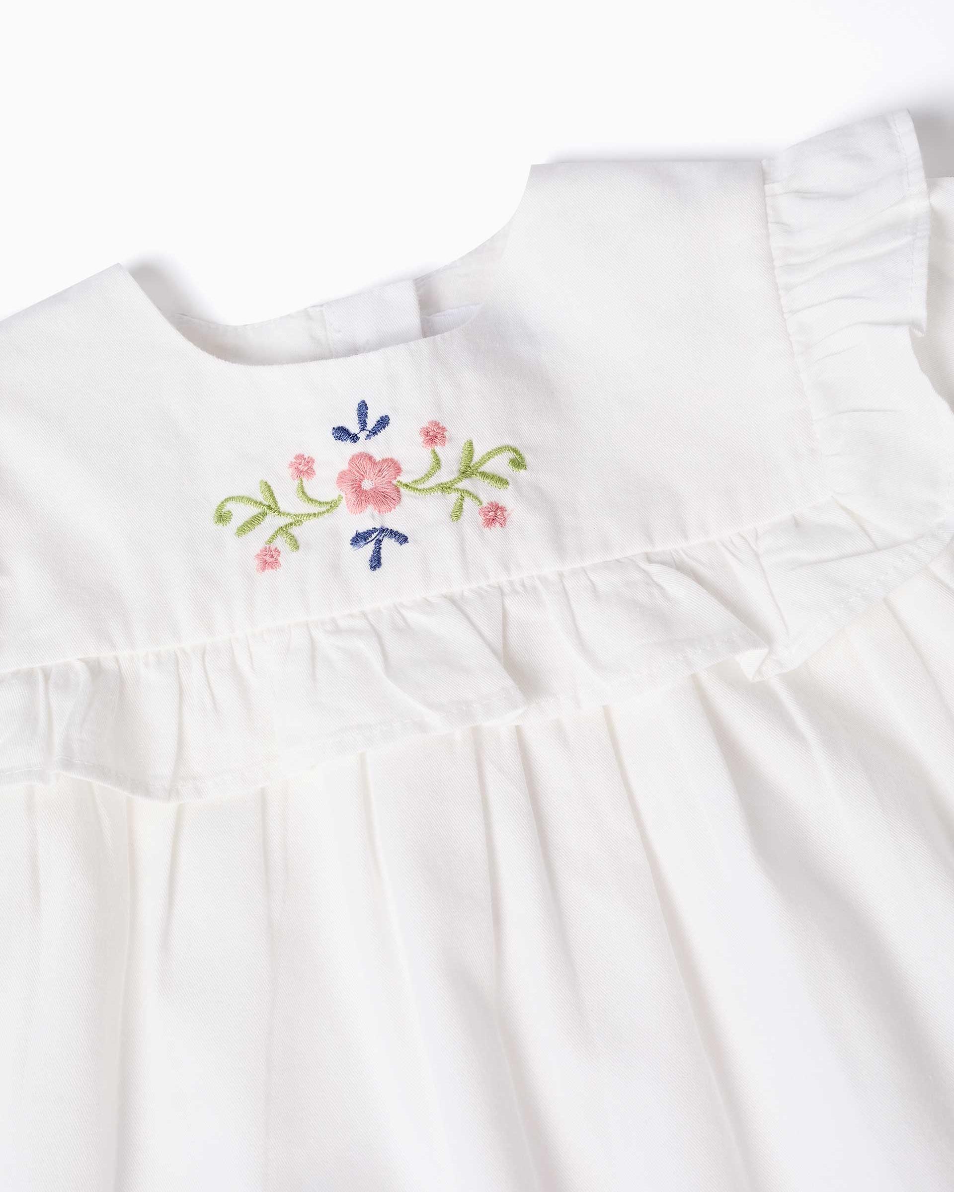Imagen 4 de Blusa de bebé niña 100% algodón y con flores bordadas - Zippy - Blanco Blanco