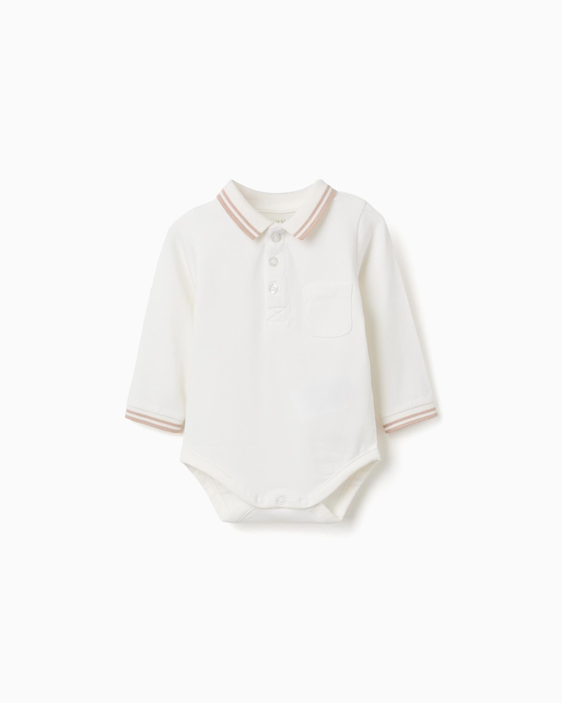 Imagen 0 de Body de bebé niño de algodón y con cuello polo Blanco