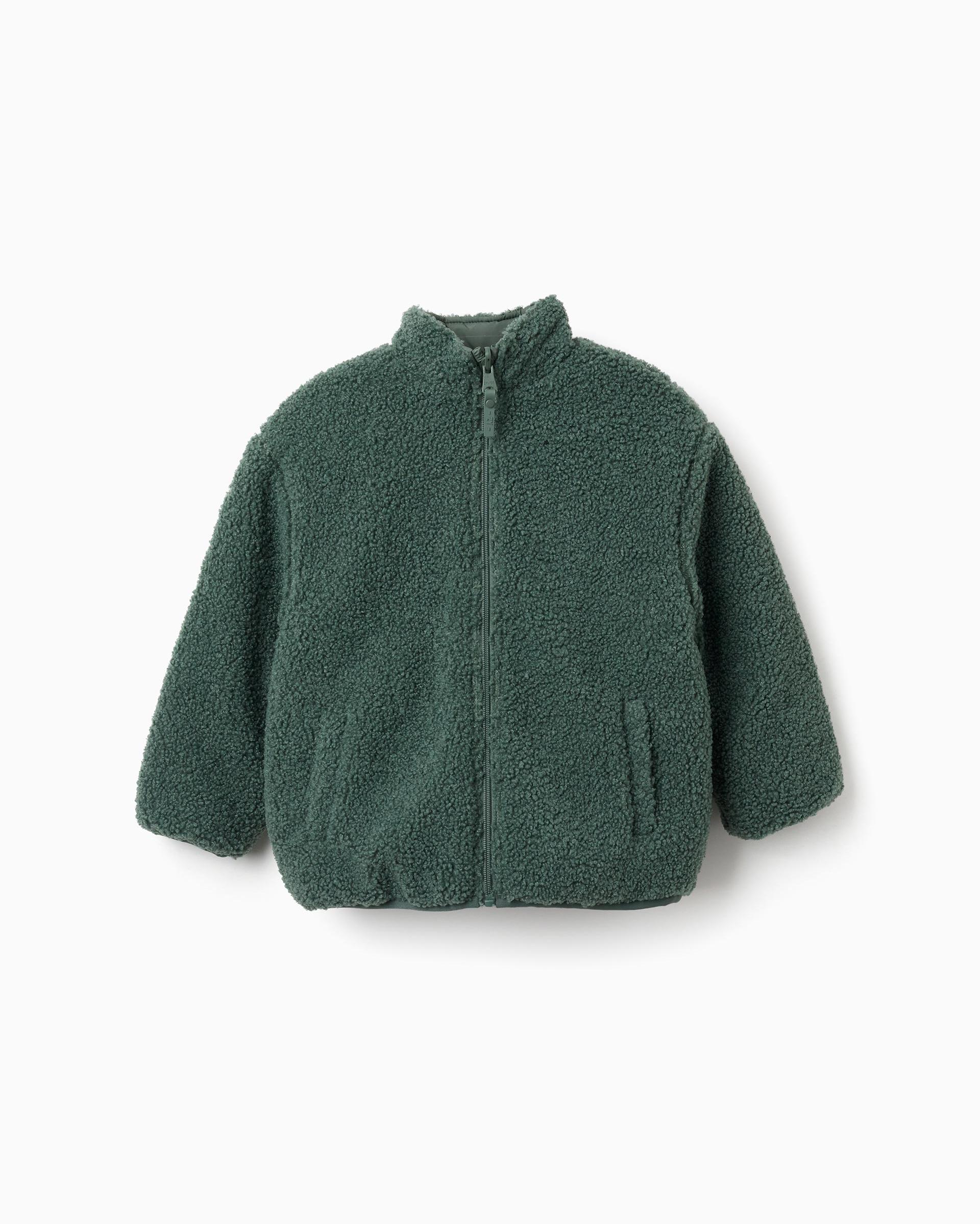 Imagen 0 de Chaqueta de niño acolchada reversible y en sherpa Verde oscuro