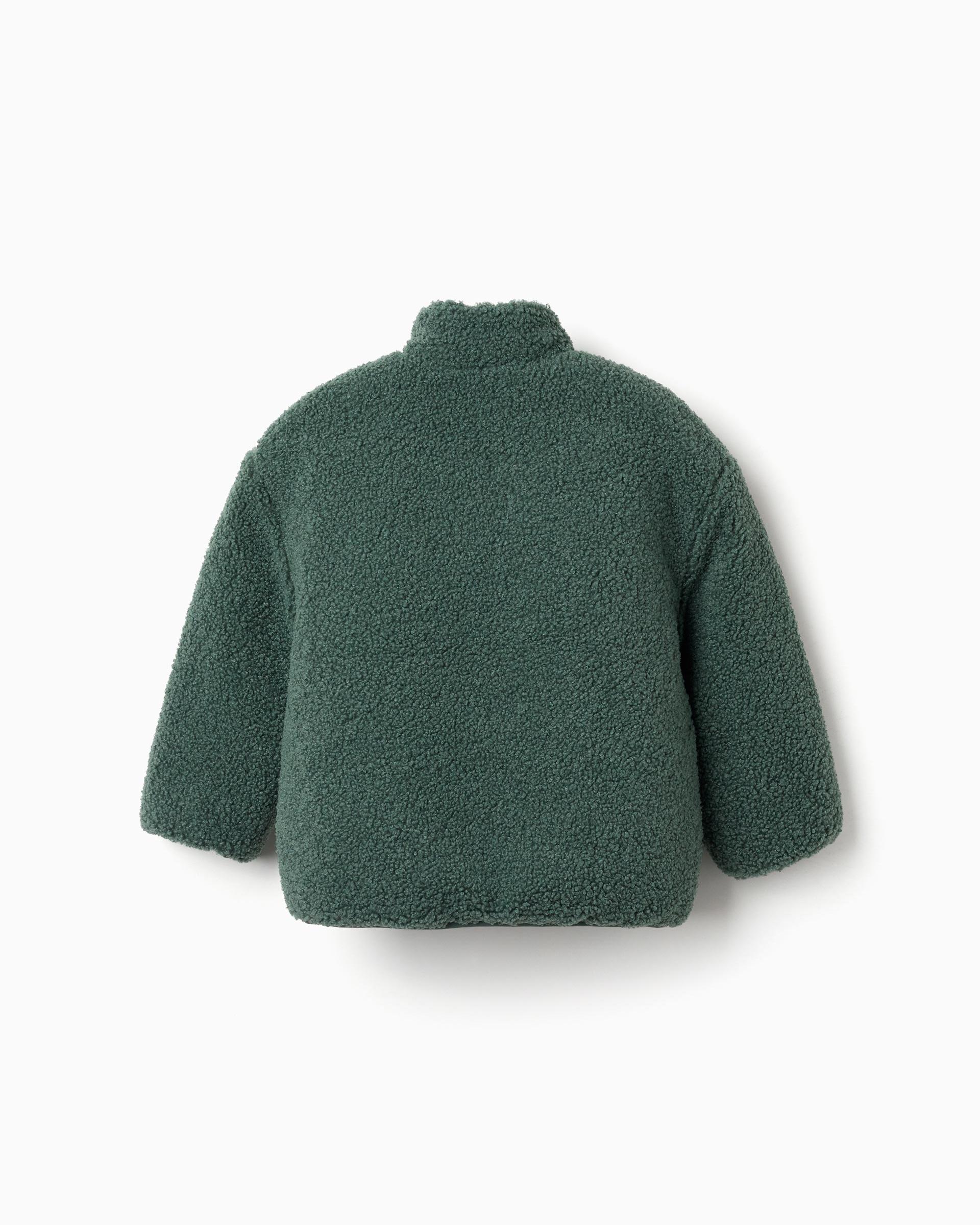 Chaqueta de niño acolchada reversible y en sherpa - Zippy - Verde oscuro Verde oscuro-3
