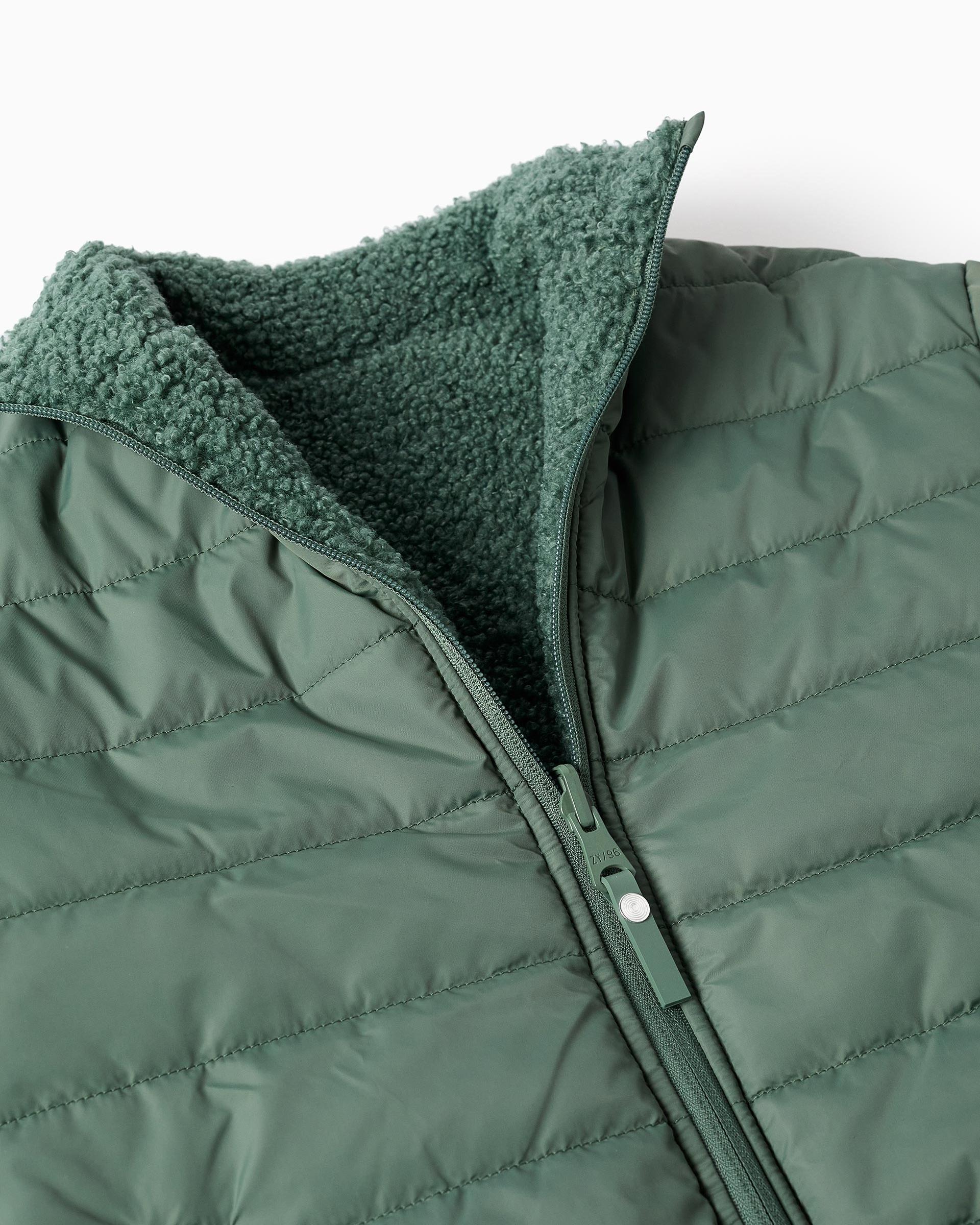 Chaqueta de niño acolchada reversible y en sherpa - Zippy - Verde oscuro Verde oscuro-2