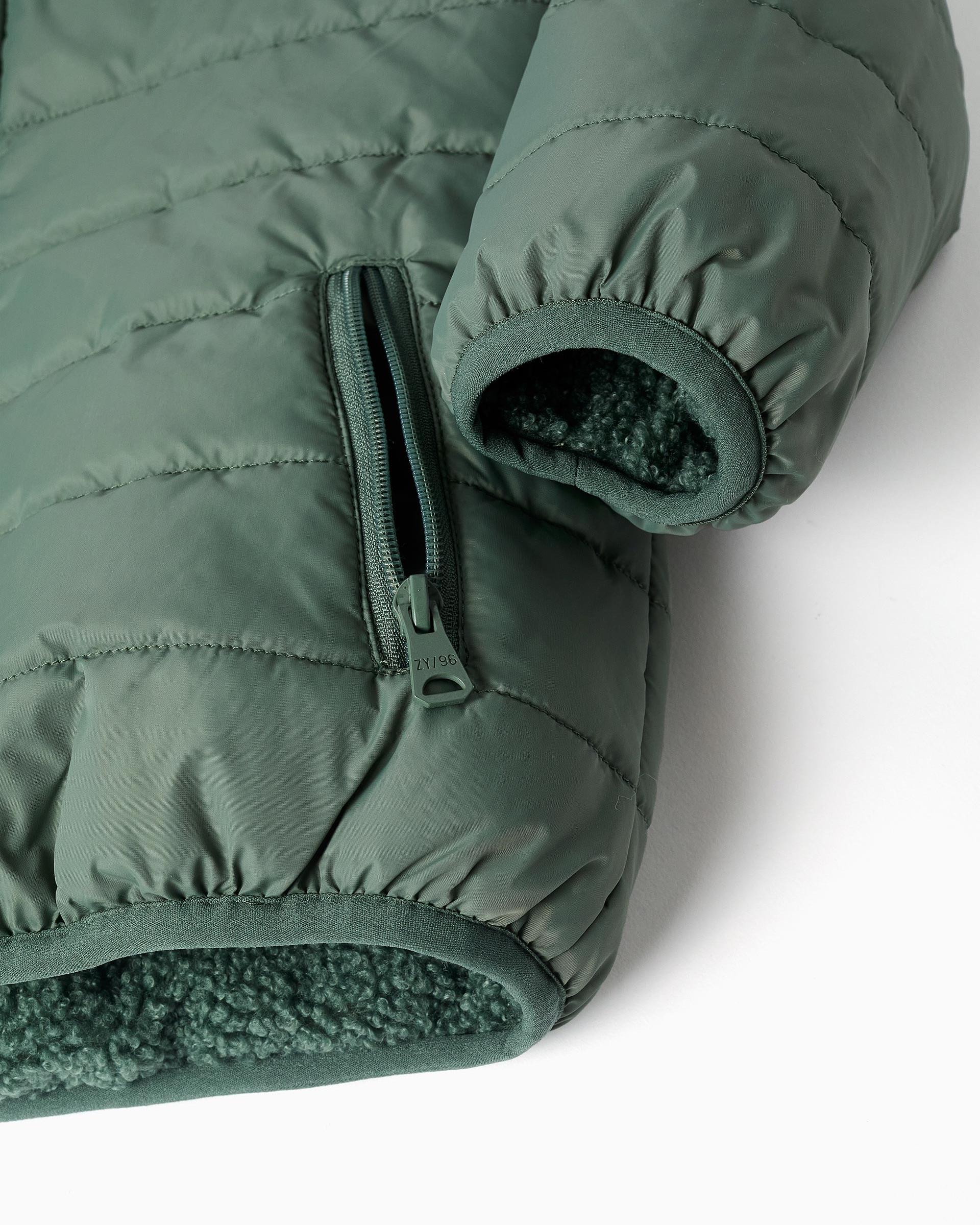 Chaqueta de niño acolchada reversible y en sherpa - Zippy - Verde oscuro Verde oscuro-4