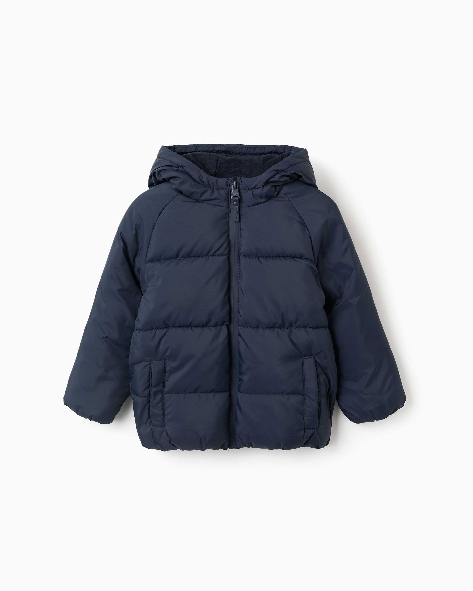 Plumífero de niño con capucha y forro polar - Zippy - Azul marino Azul marino-1