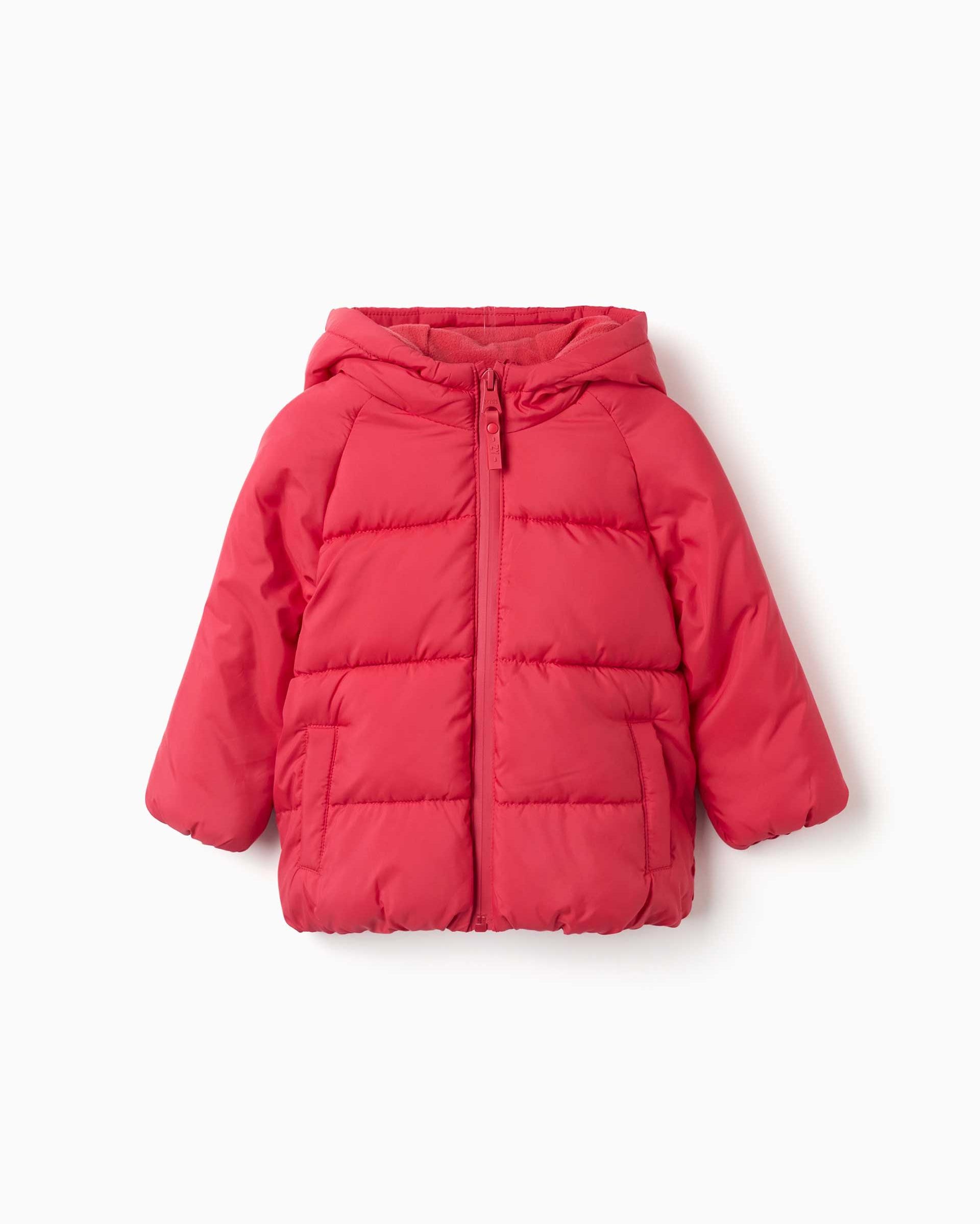 Plumífero de bebé niño con capucha y forro polar - Zippy - Rojo Rojo-1