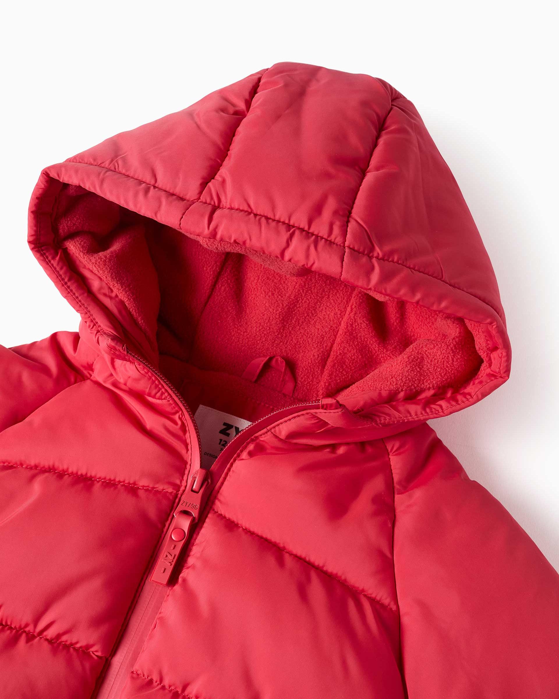 Plumífero de bebé niño con capucha y forro polar - Zippy - Rojo Rojo-2