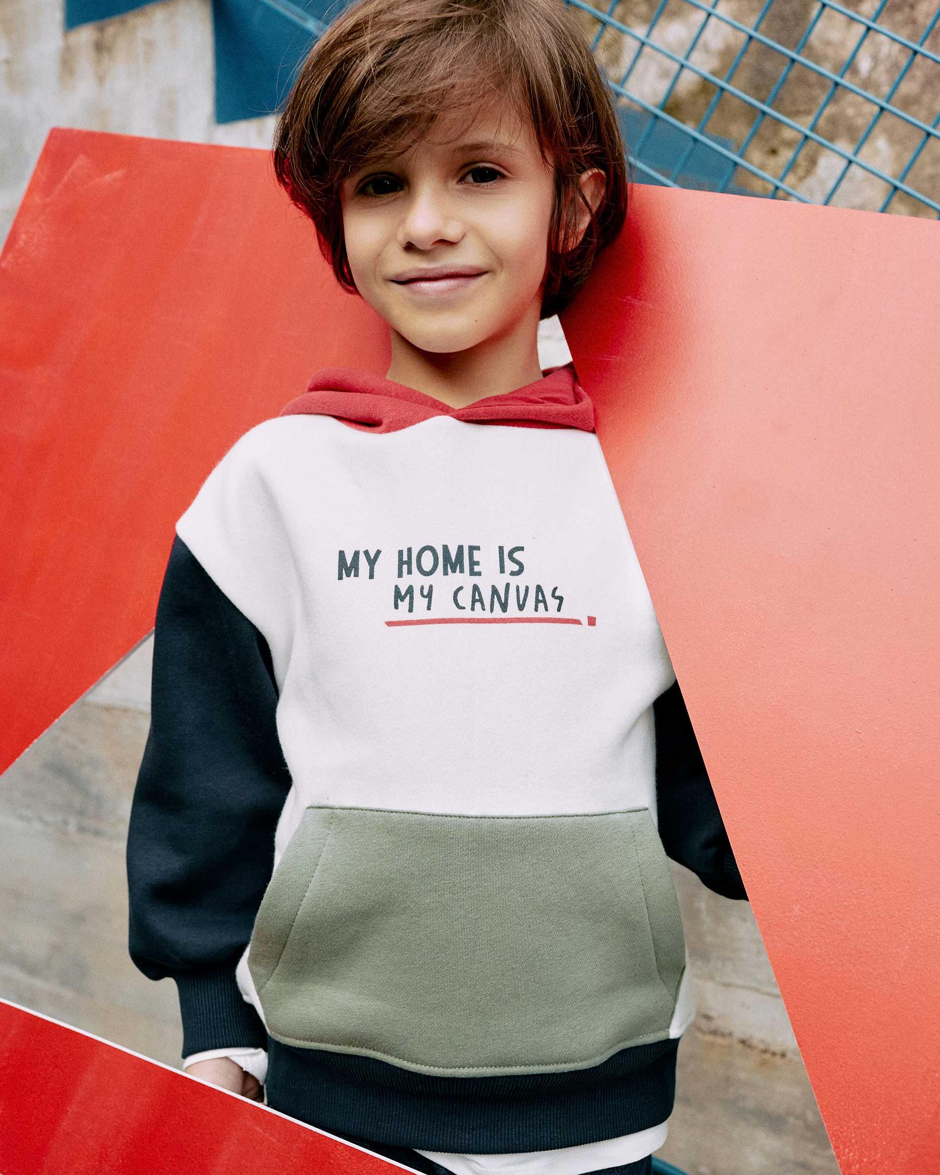 Imagen 0 de Sudadera de niño perchada y con capucha Blanco