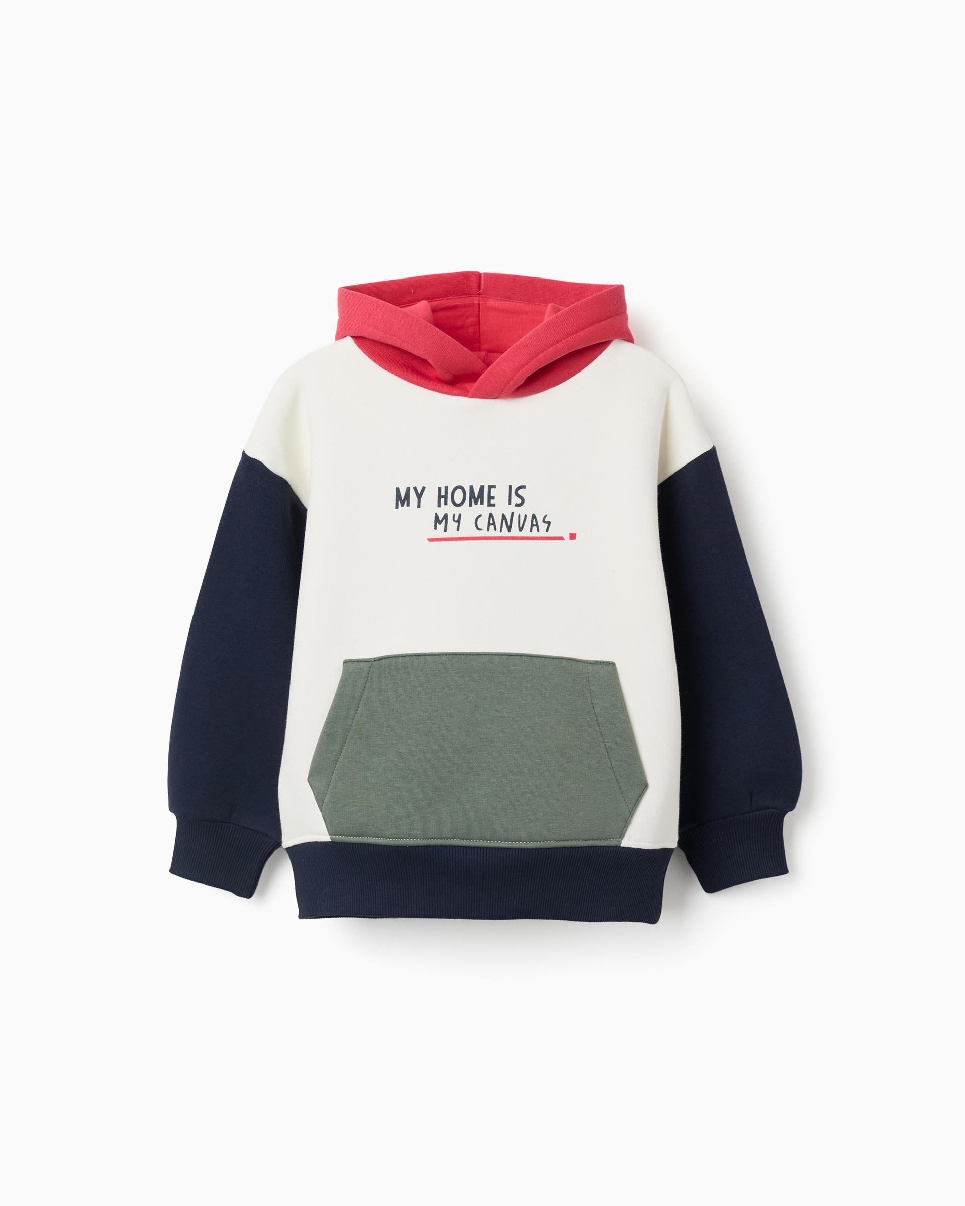 Sudadera de niño perchada y con capucha - Zippy - Blanco Blanco-3