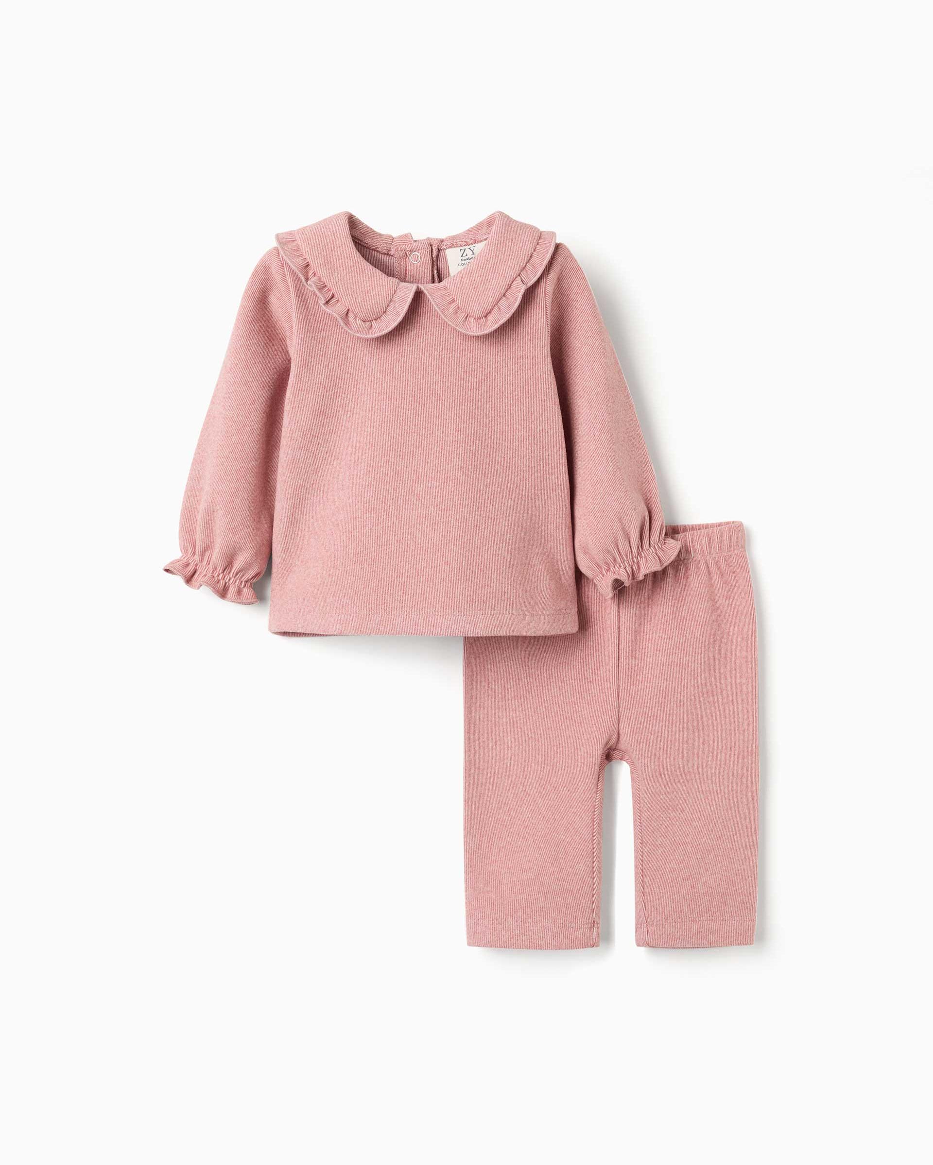 Imagen 0 de Conjunto de bebé niña de punto y con volantes Rosa