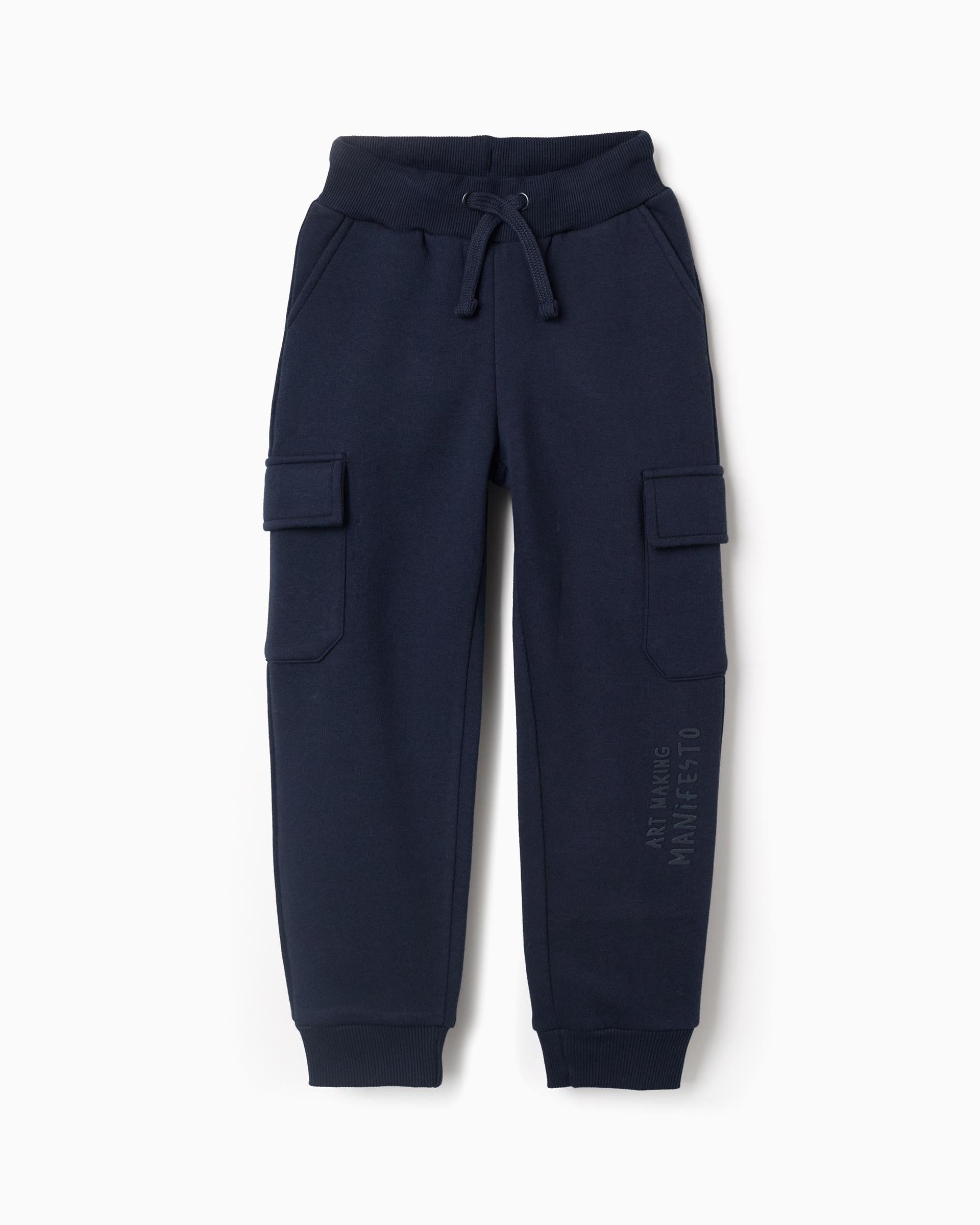 Pantálon de niño perchado y con bolsillos cargo - Zippy - Azul marino Azul marino-1