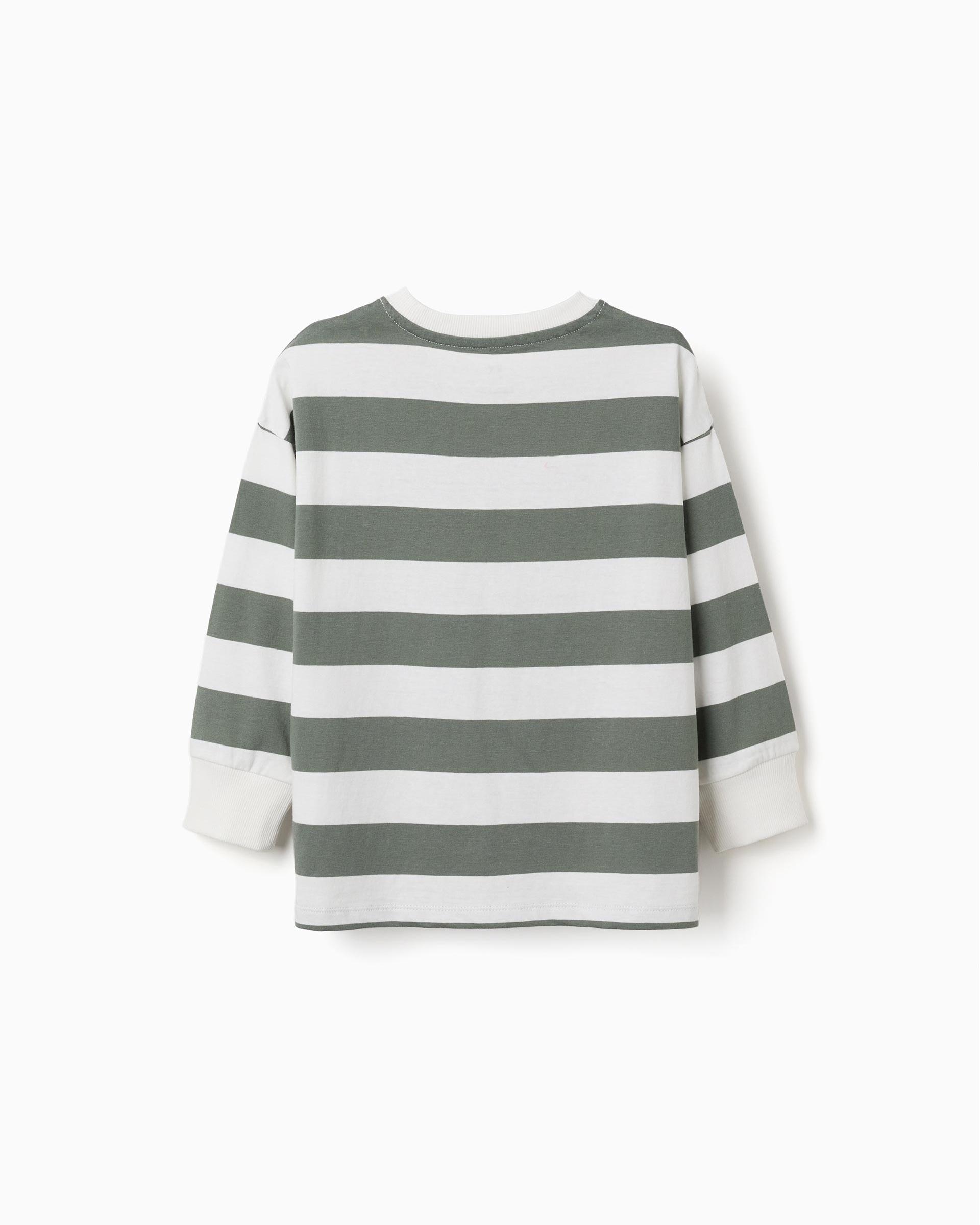 Imagen 3 de Camiseta de niño 100% algodón y a rayas - Zippy - Verde oscuro Verde oscuro