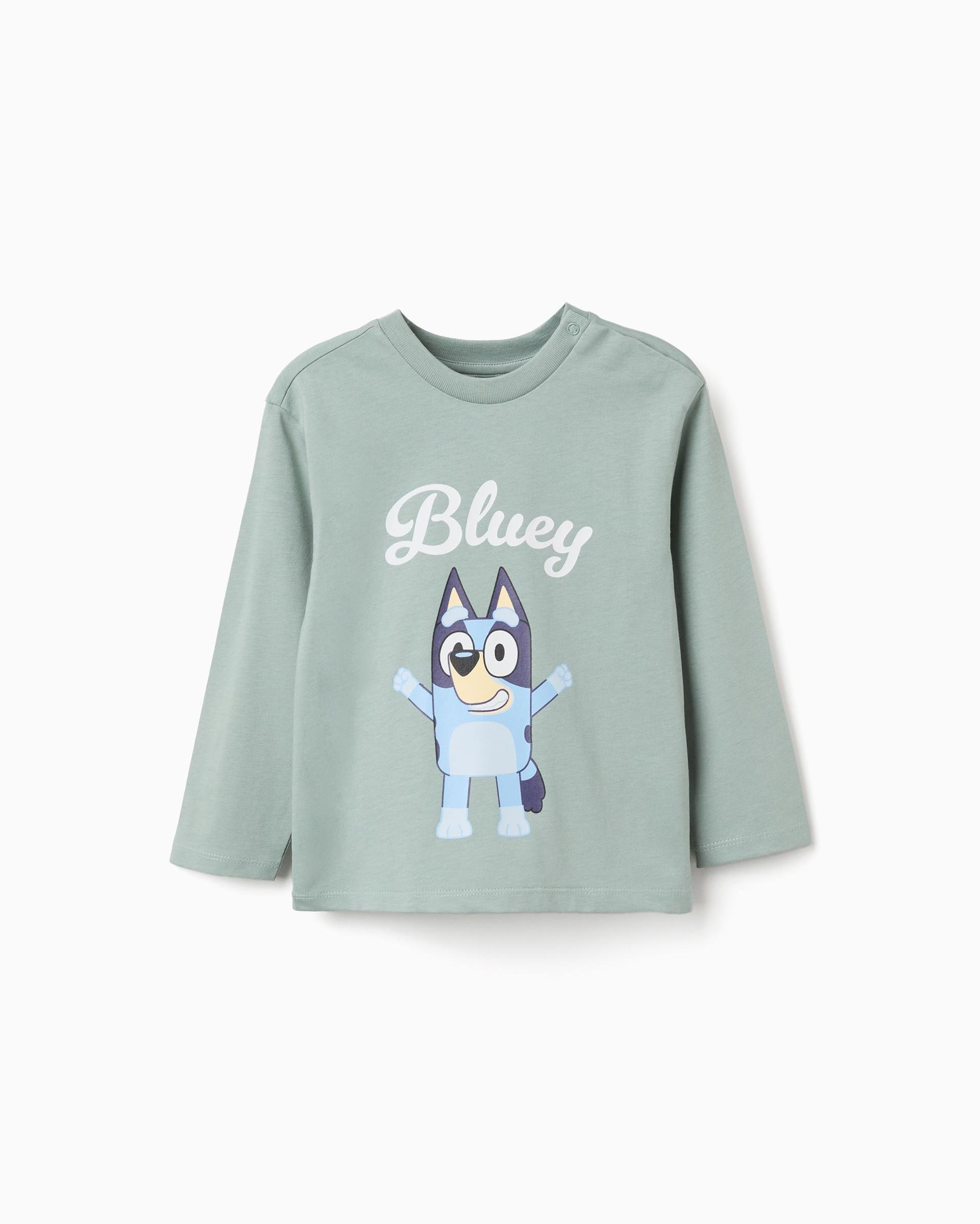 Camiseta de niño 100% algodón y con estampado bluey - Zippy - Verde Verde-1