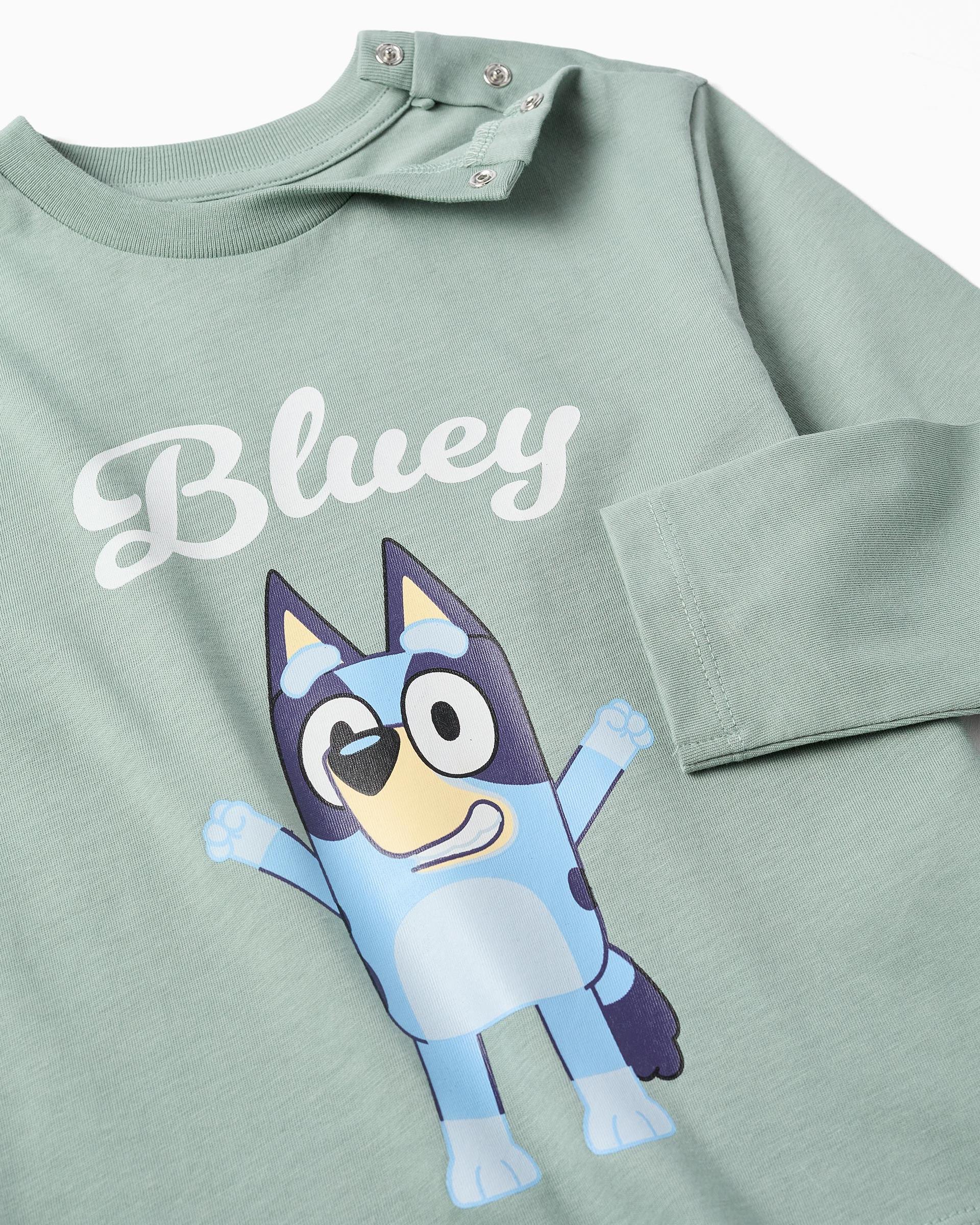 Camiseta de niño 100% algodón y con estampado bluey - Zippy - Verde Verde-2