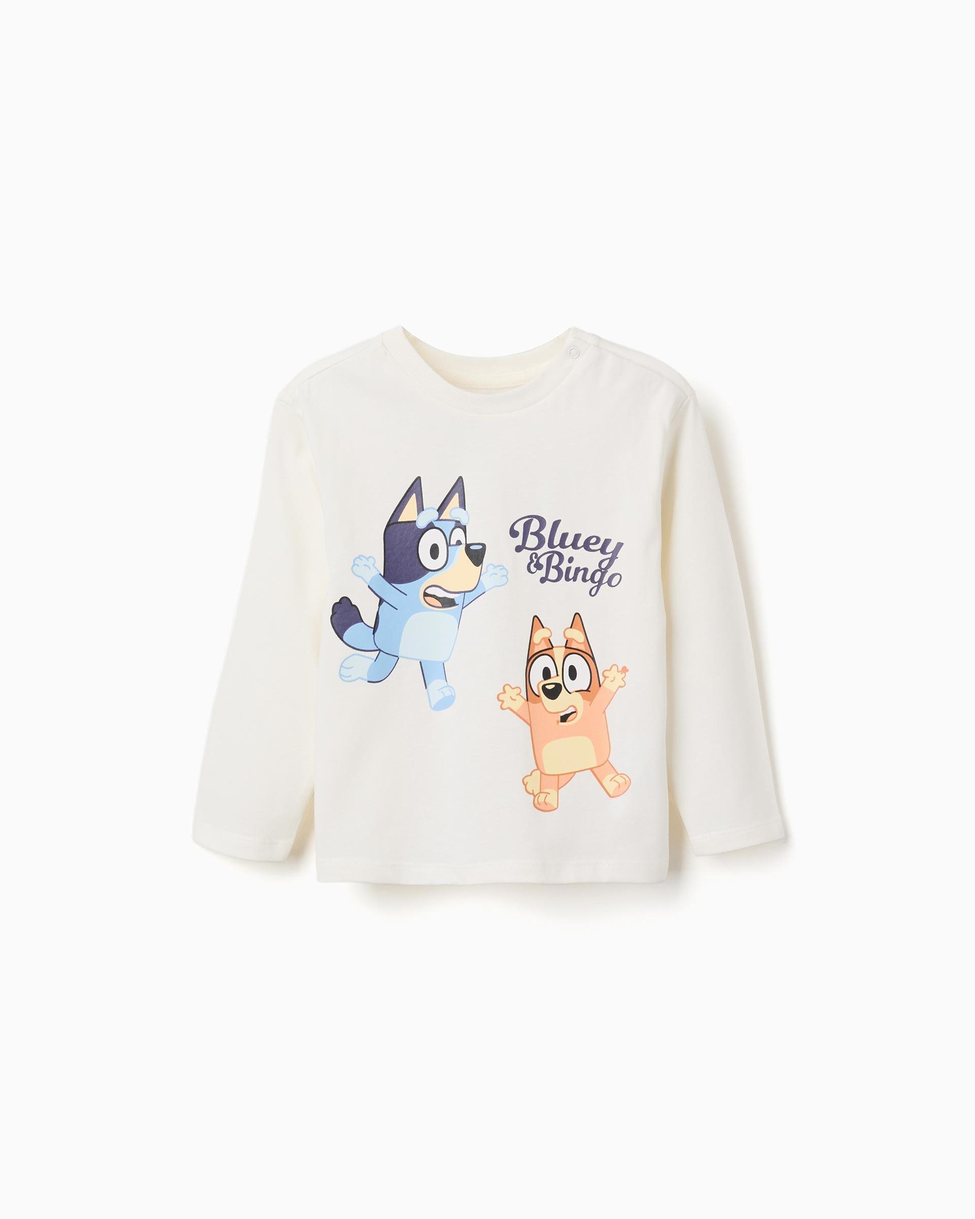Imagen 1 de Camiseta de bebé niño 100% algodón y con estampado bluey - Zippy - Blanco Blanco