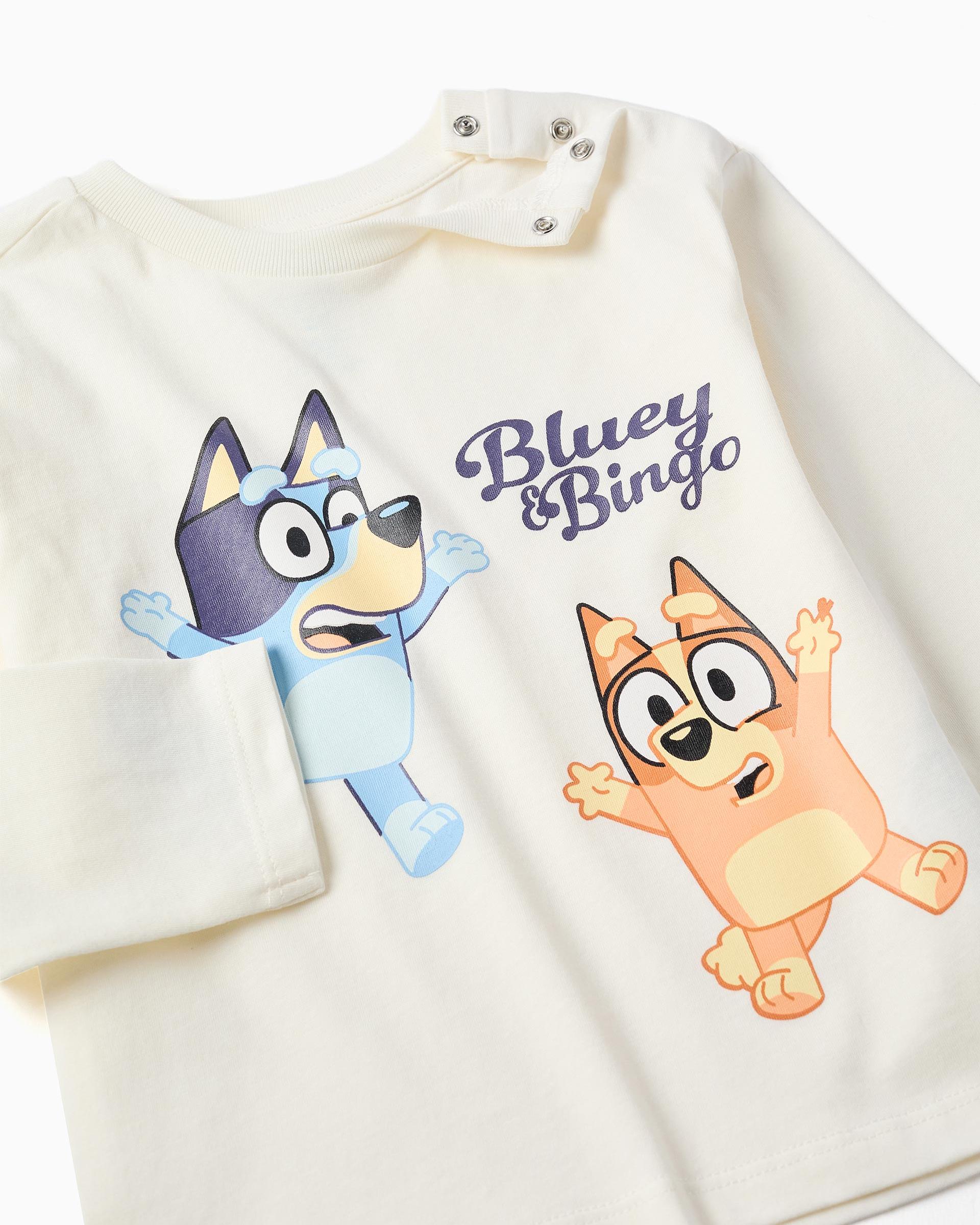 Imagen 2 de Camiseta de bebé niño 100% algodón y con estampado bluey - Zippy - Blanco Blanco