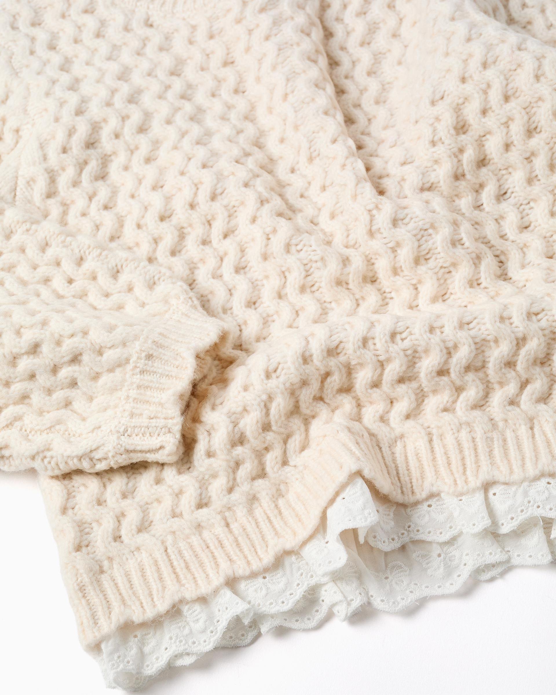 Jersey de niña de punto y con bordado inglés - Zippy - Beige Beige-2