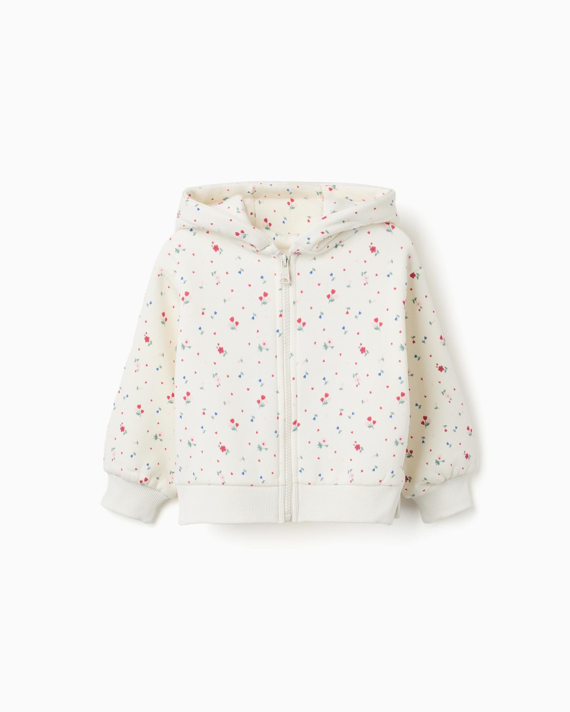 Imagen 1 de Sudadera de bebé niña perchada y con estampado floral Blanco