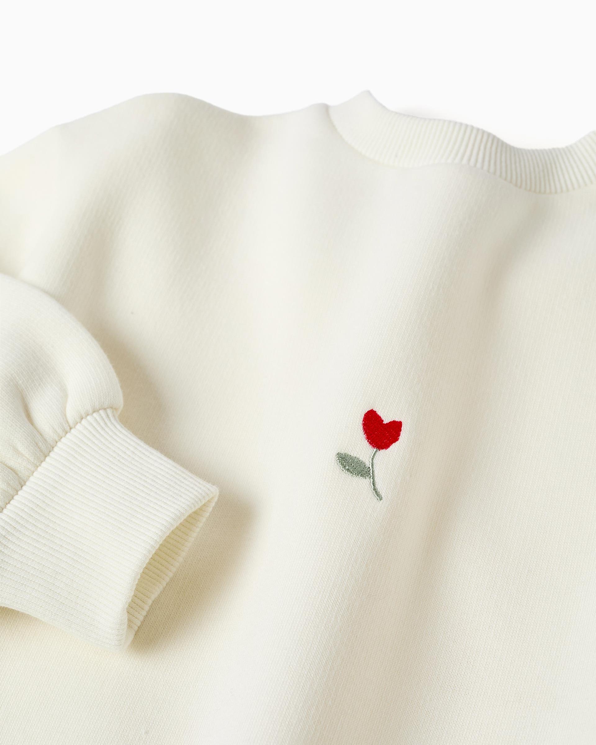 Sudadera de niña perchada y con flor bordada - Zippy - Blanco Blanco-4