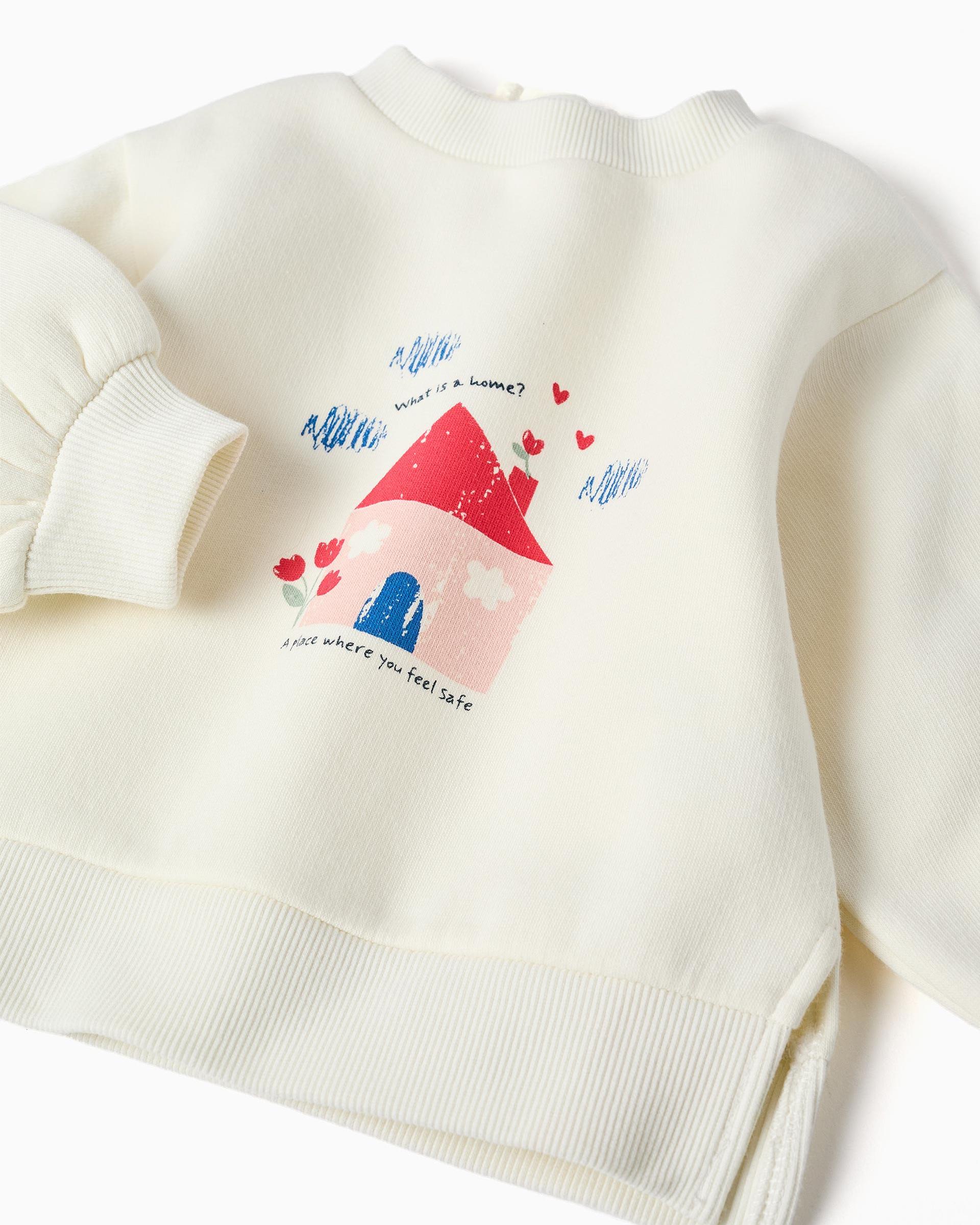 Chándal de bebé niña perchado y con estampado de casa - Zippy - Blanco Blanco-2