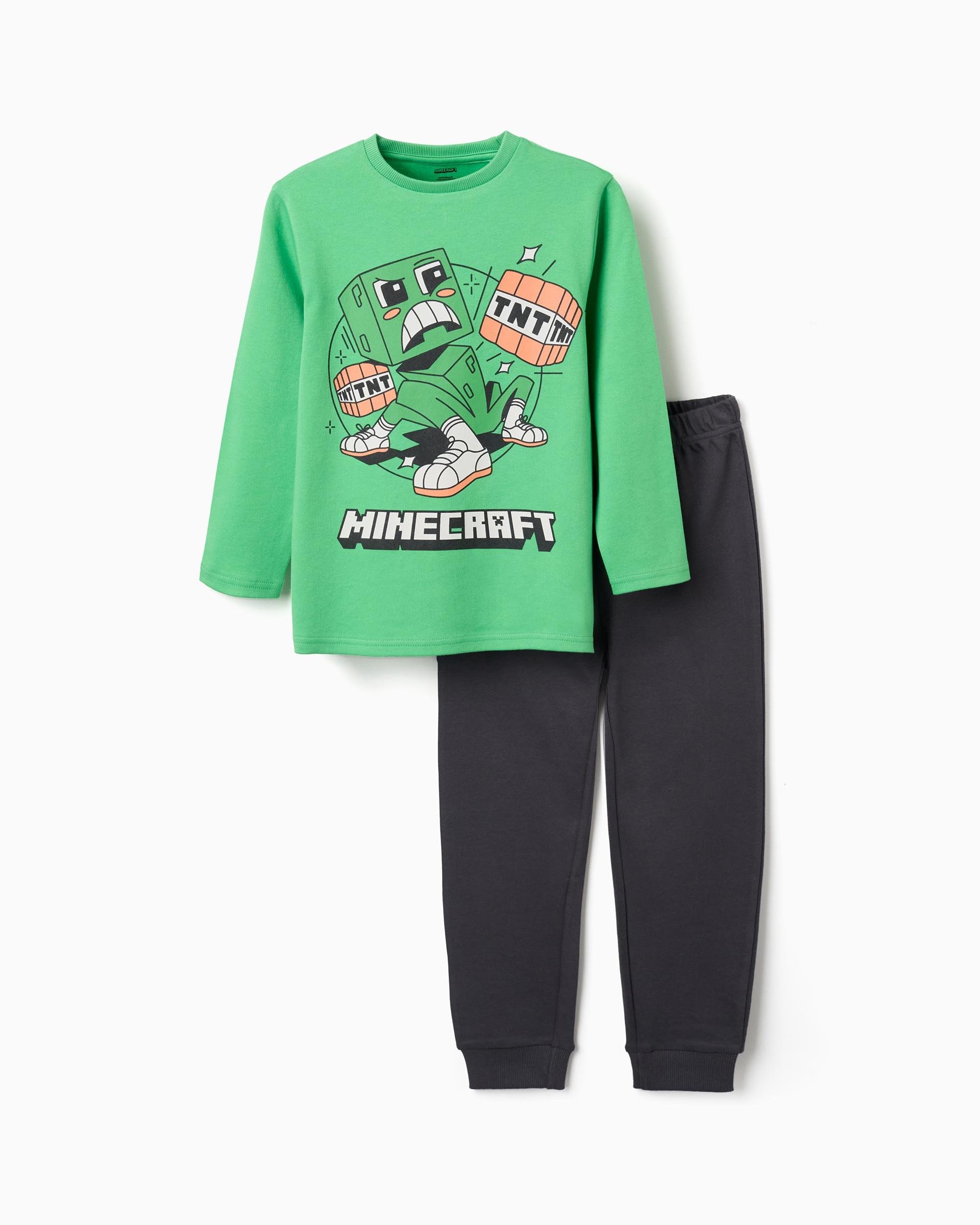 Imagen 1 de Pijama de niño 100% algodón y con estampado minecraft Verde