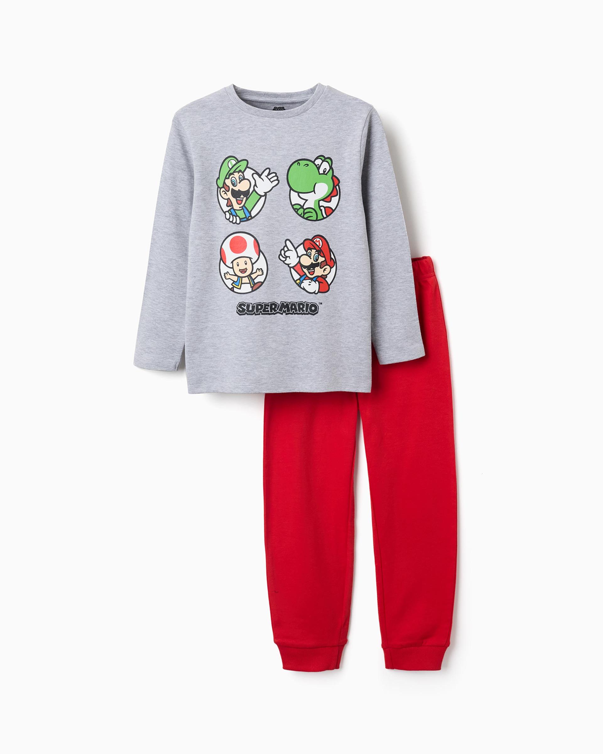 Imagen 0 de Pijama de niño 100% algodón y con estampado super mario Gris claro