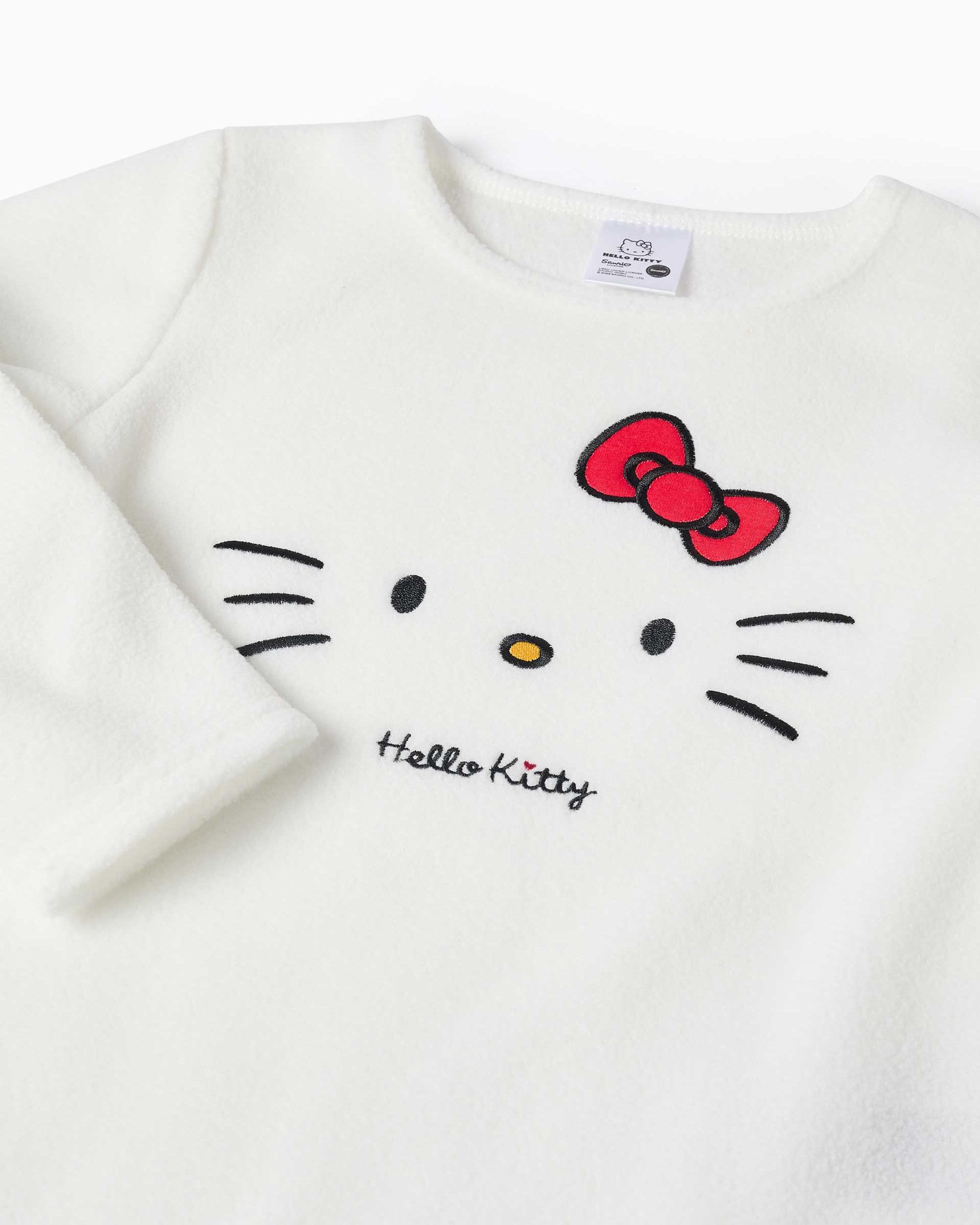 Imagen 3 de Pijama de niña de felpa polar y con hello kitty bordada - Zippy - Blanco Blanco