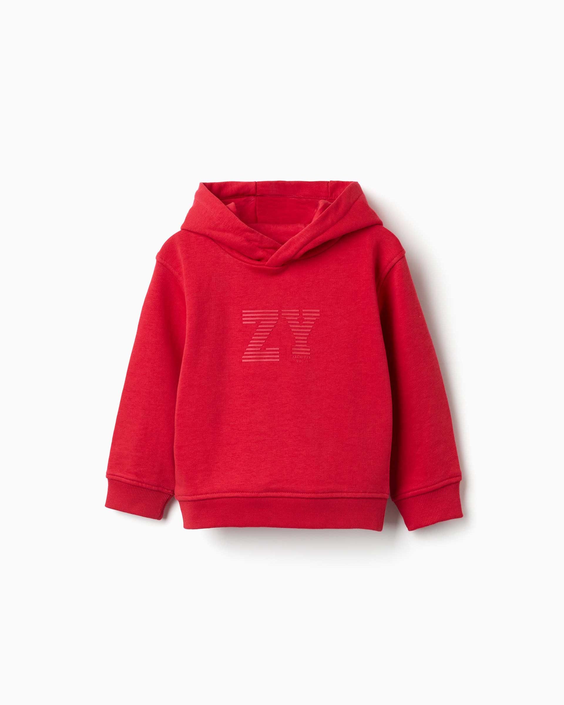 Imagen 0 de Sudadera de bebé niño con capucha y estampado Rojo