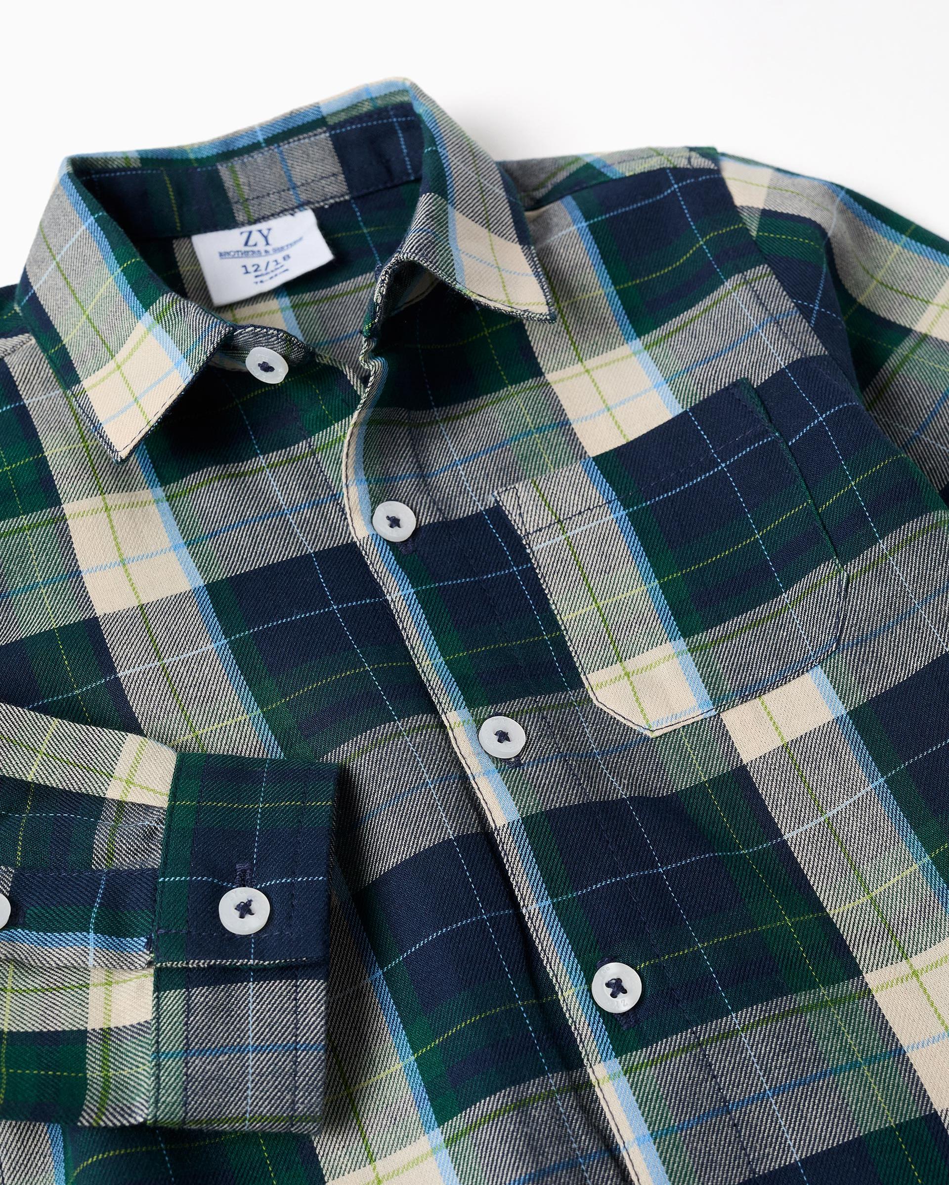 Camisa de bebé niño 100% algodón y a cuadros - Zippy - Azul marino Azul marino-2