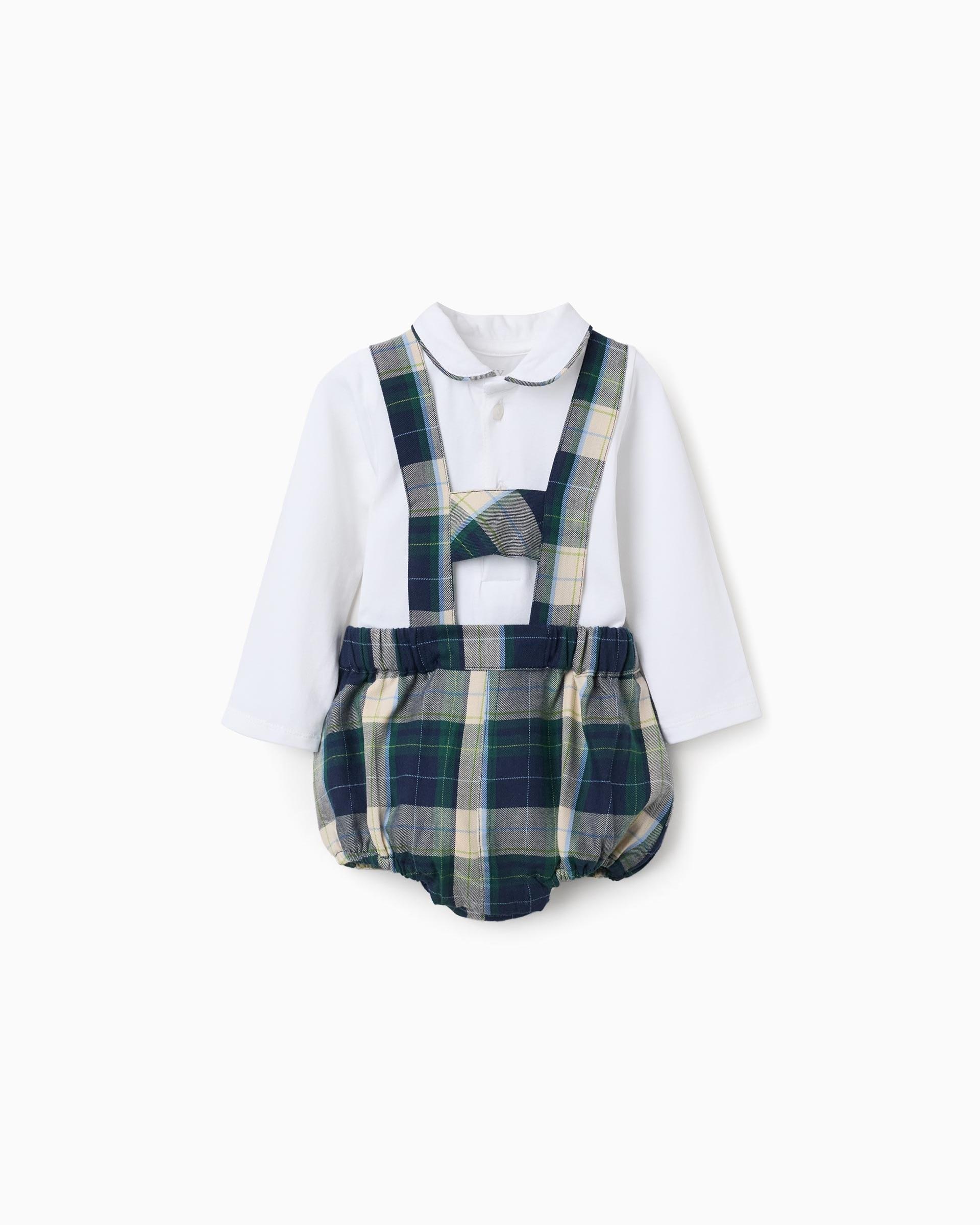 Imagen 0 de Conjunto de bebé niño 100% algodón y a cuadros Azul marino