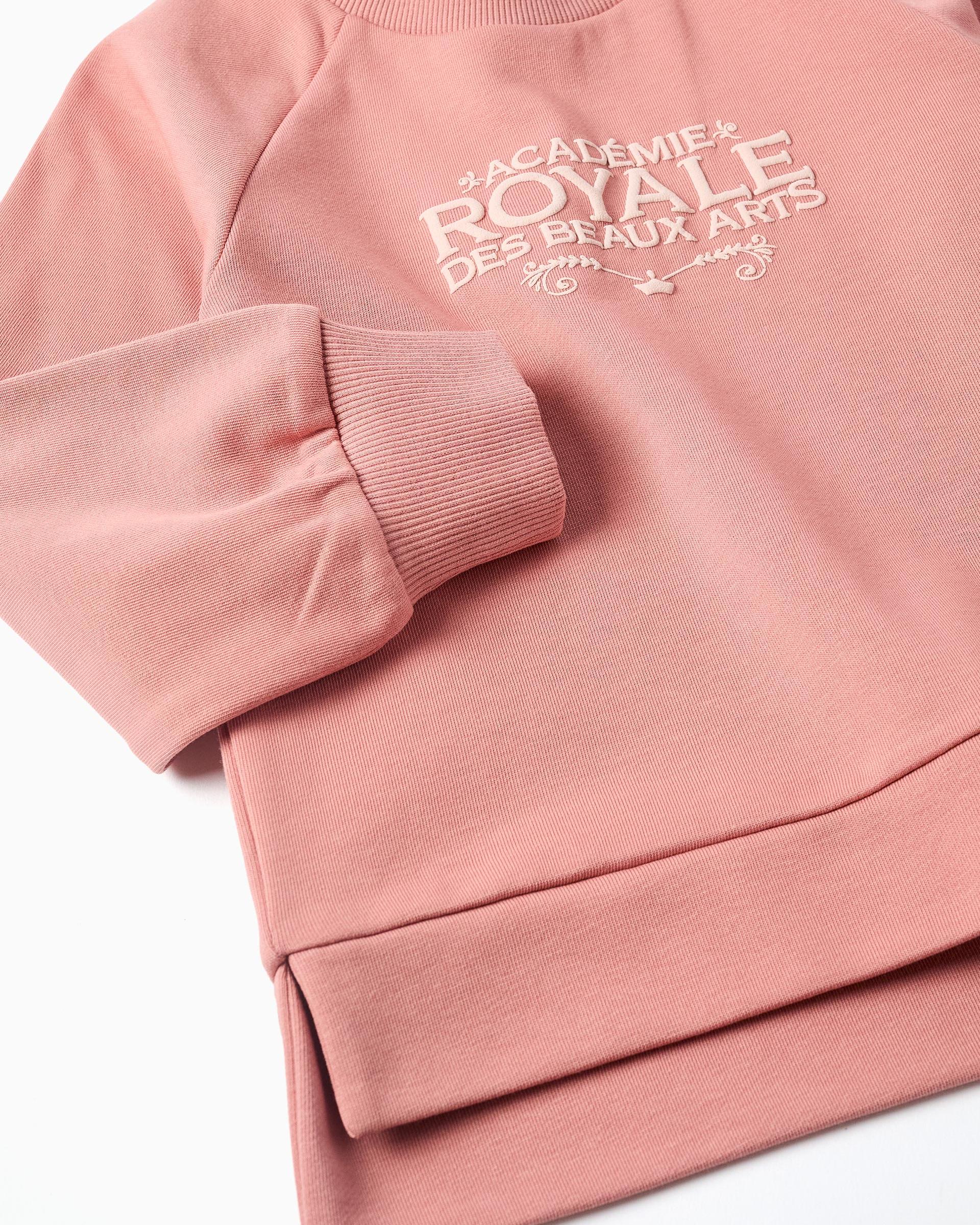 Sudadera de niña con estampado en relieve y mangas abullonadas - Zippy - Rosa Rosa-4