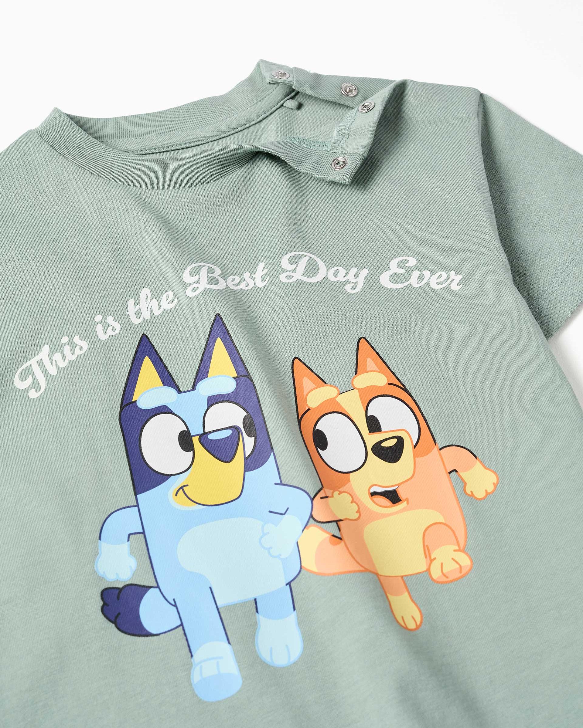 Imagen 2 de Camiseta de niño 100% algodón y con estampado bluey - Zippy - Verde Verde