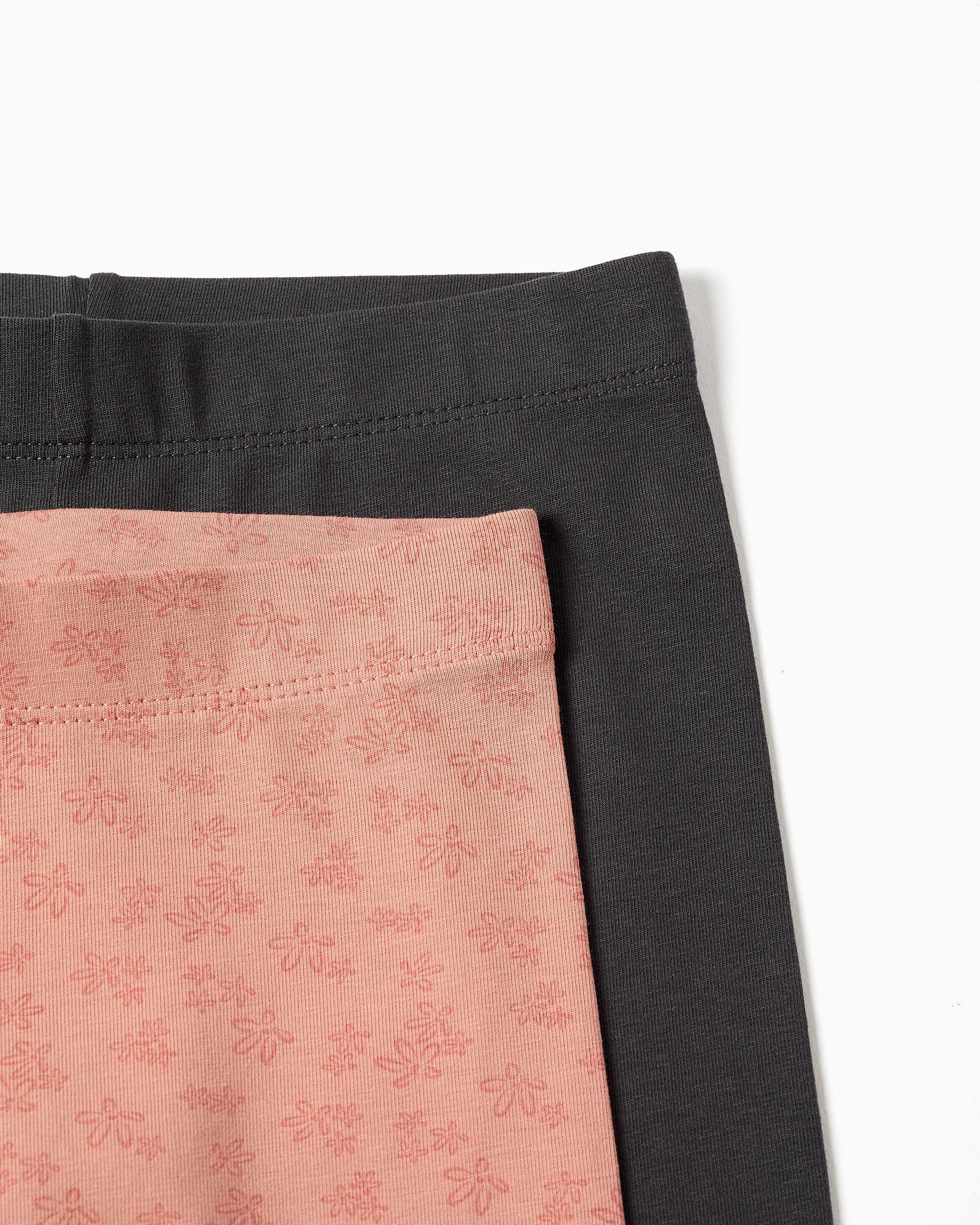 Pack de 2 leggins de niña de algodón y con cintura elástica - Zippy - Rosa Rosa-2