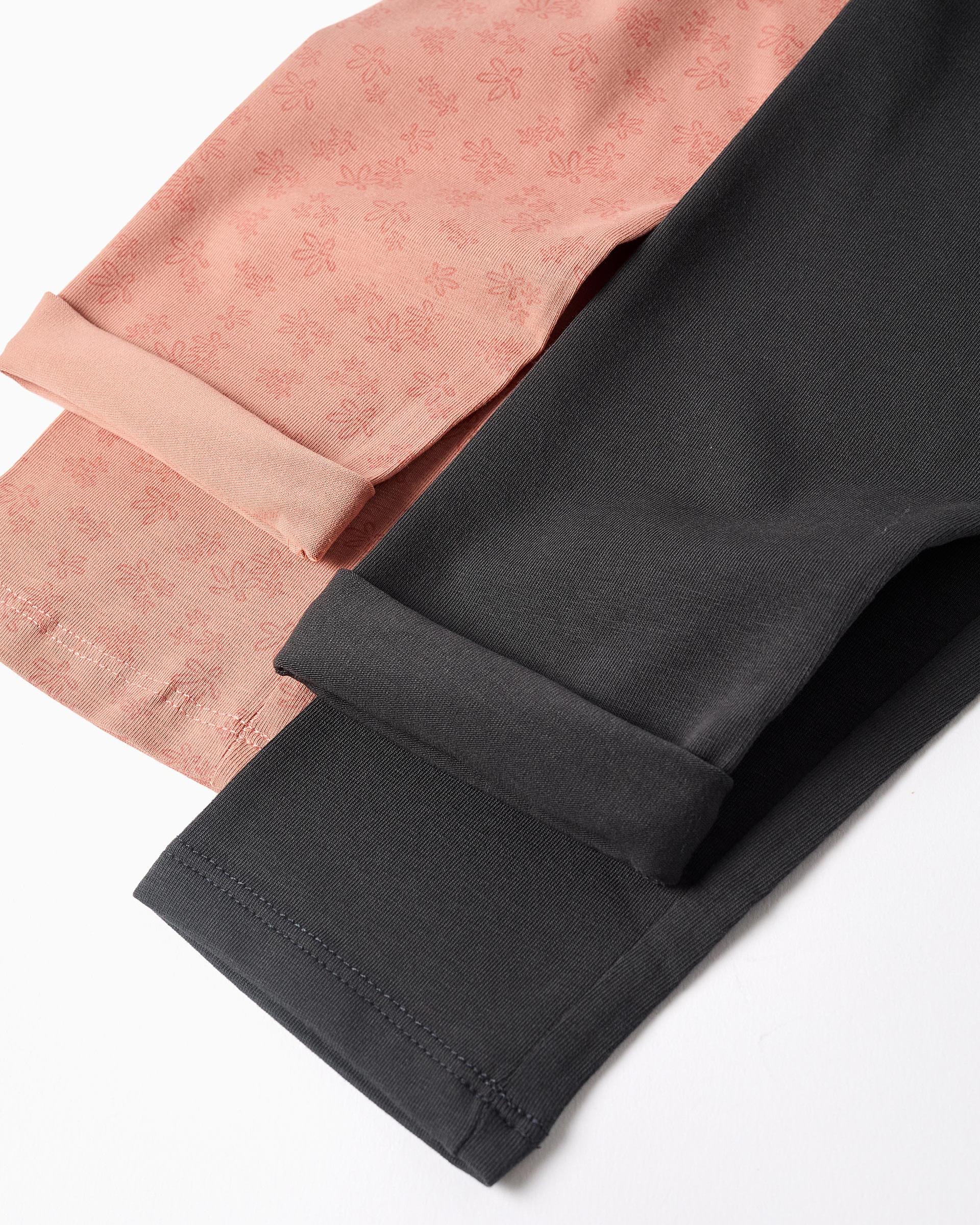 Pack de 2 leggins de niña de algodón y con cintura elástica - Zippy - Rosa Rosa-4