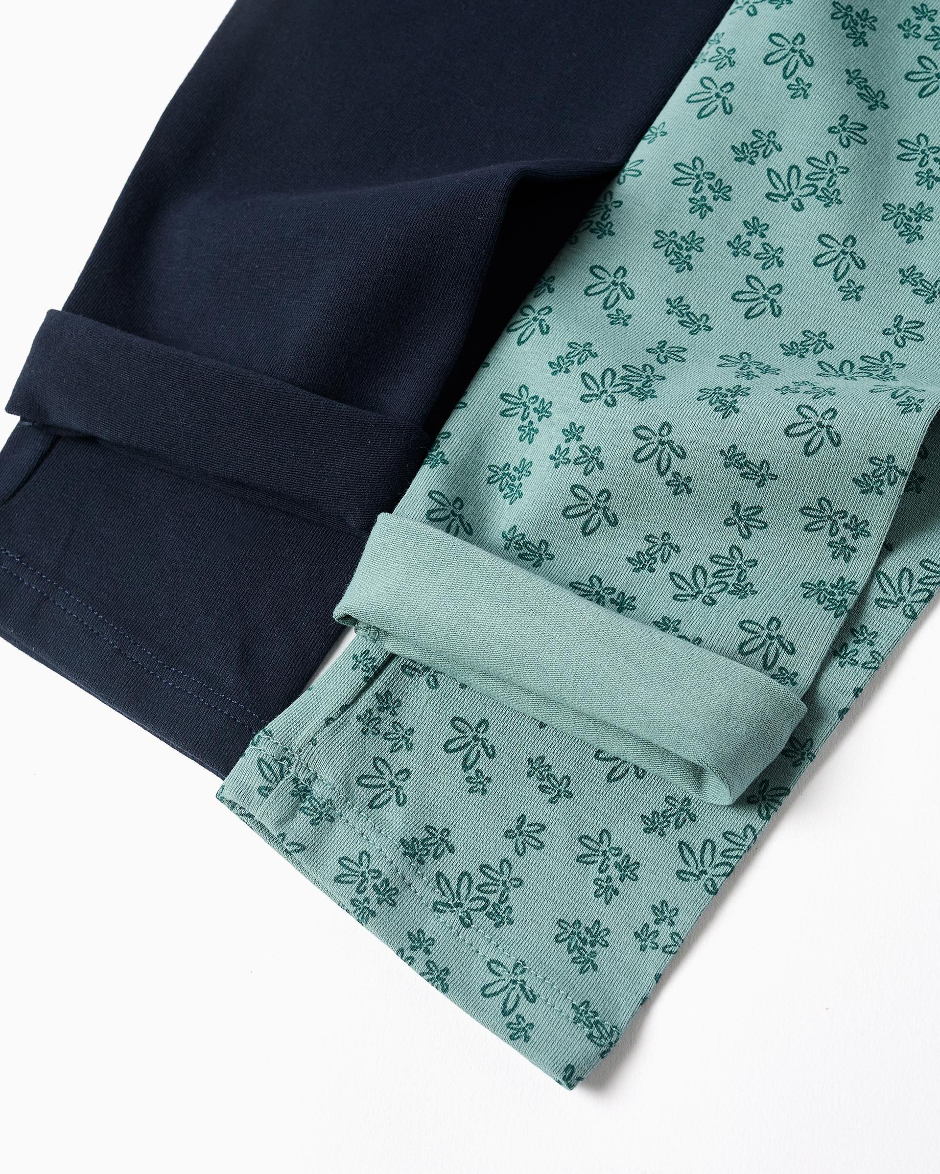 Pack de 2 leggins de niña de algodón y con cintura elástica - Zippy - Verde claro Verde claro-4