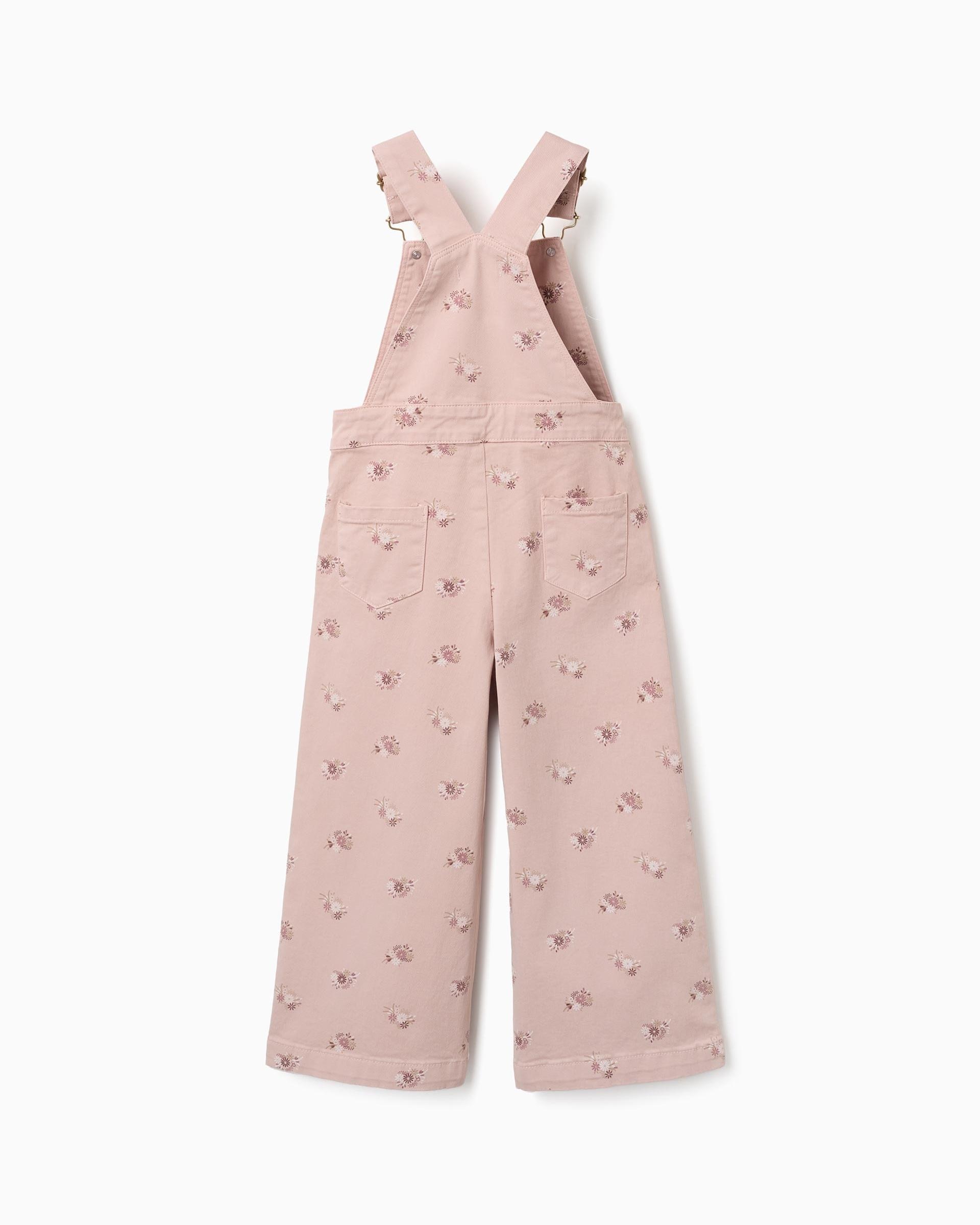 Mono de niña de sarga y con motivo floral - Zippy - Rosa Rosa-2