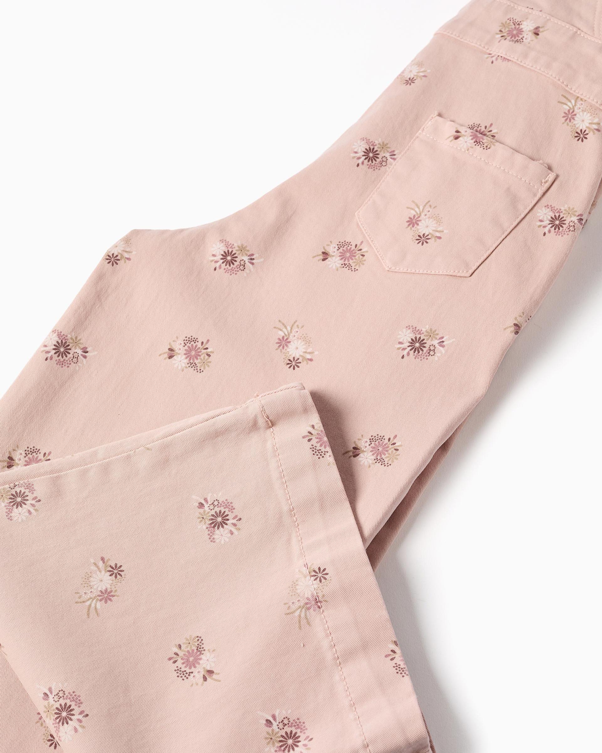 Mono de niña de sarga y con motivo floral - Zippy - Rosa Rosa-5