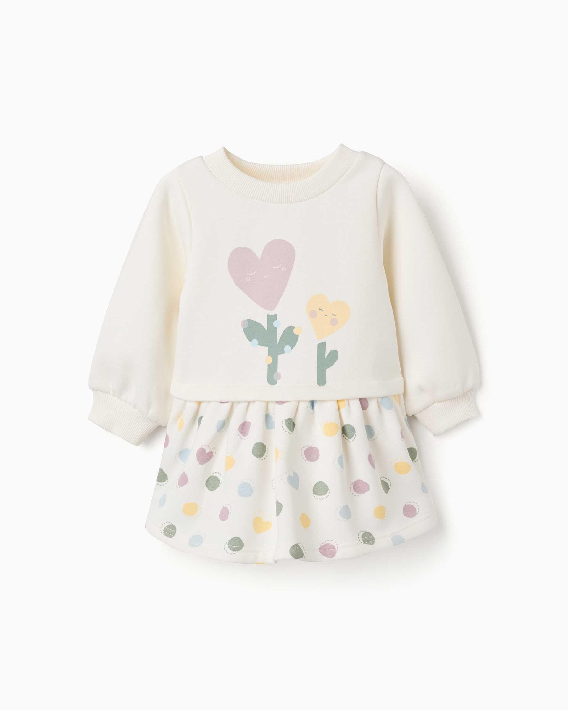 Vestido de bebé niña perchado y con estampado - Zippy - Blanco Blanco-1