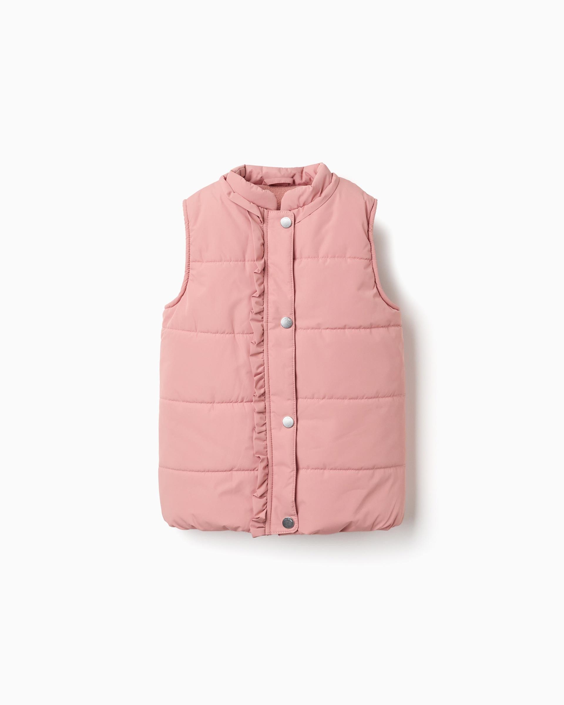 Chaleco de niña con forro polar y volantes - Zippy - Rosa Rosa-1
