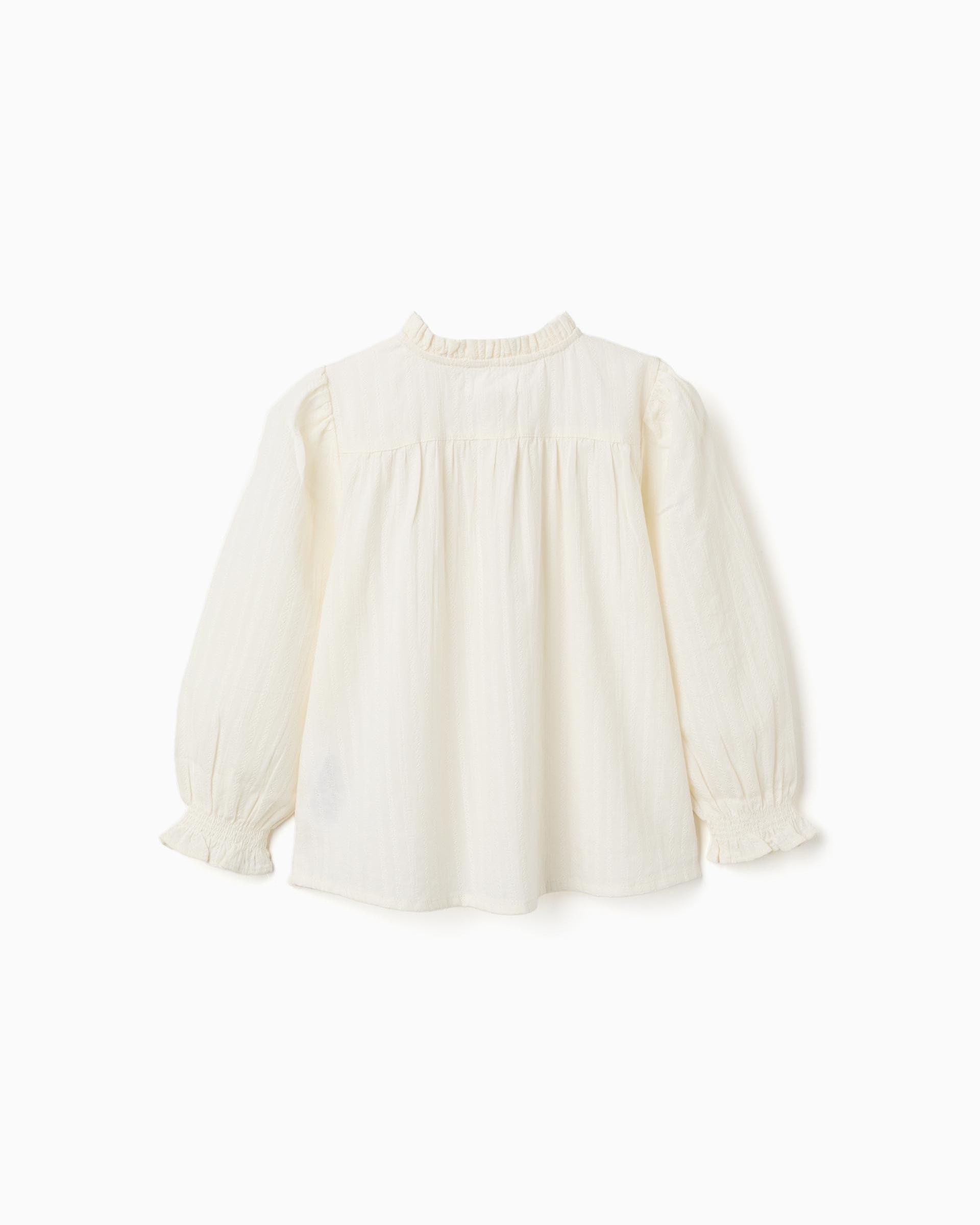 Blusa de niña 100% algodón y con volantes - Zippy - Blanco Blanco-3