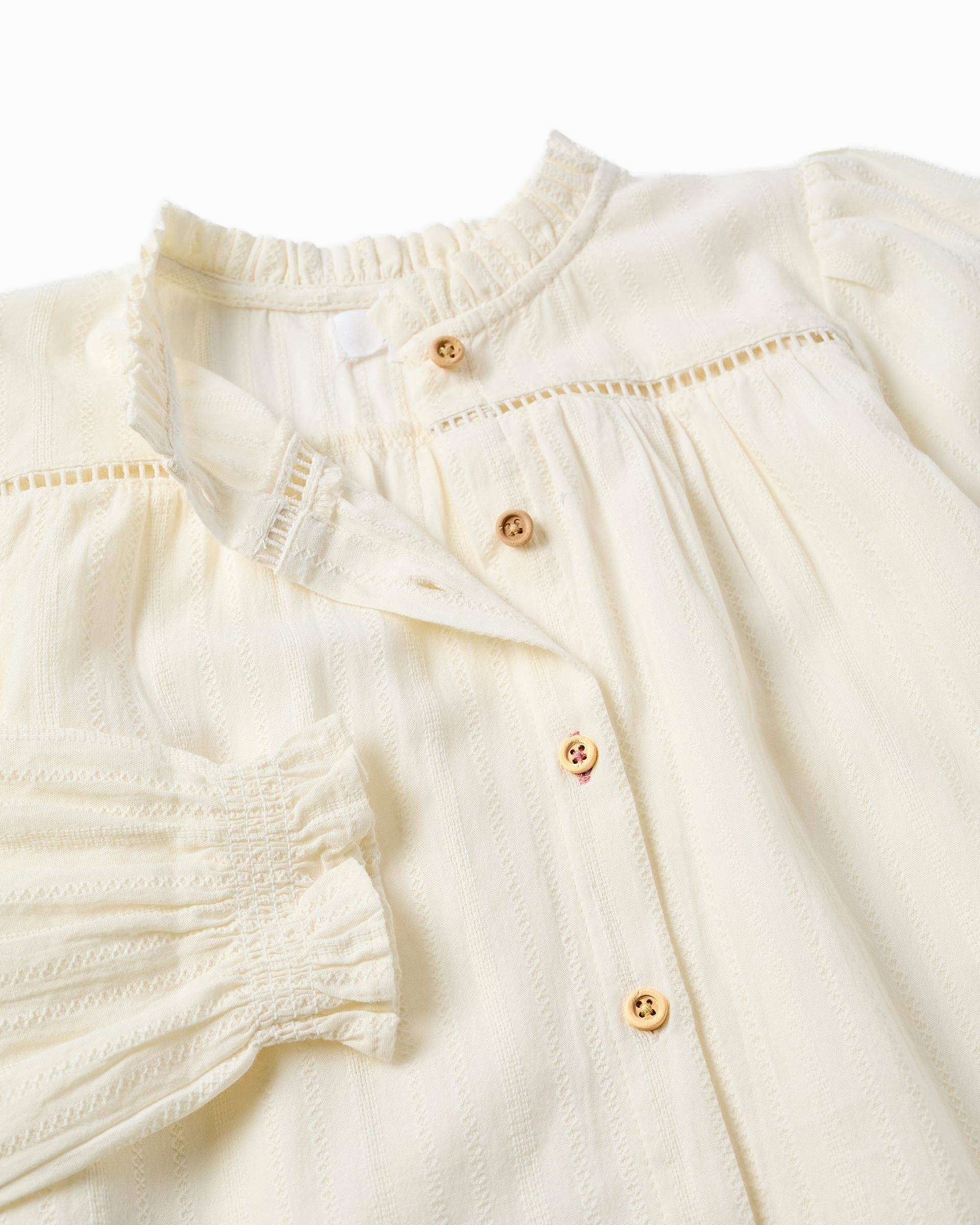 Blusa de niña 100% algodón y con volantes - Zippy - Blanco Blanco-2