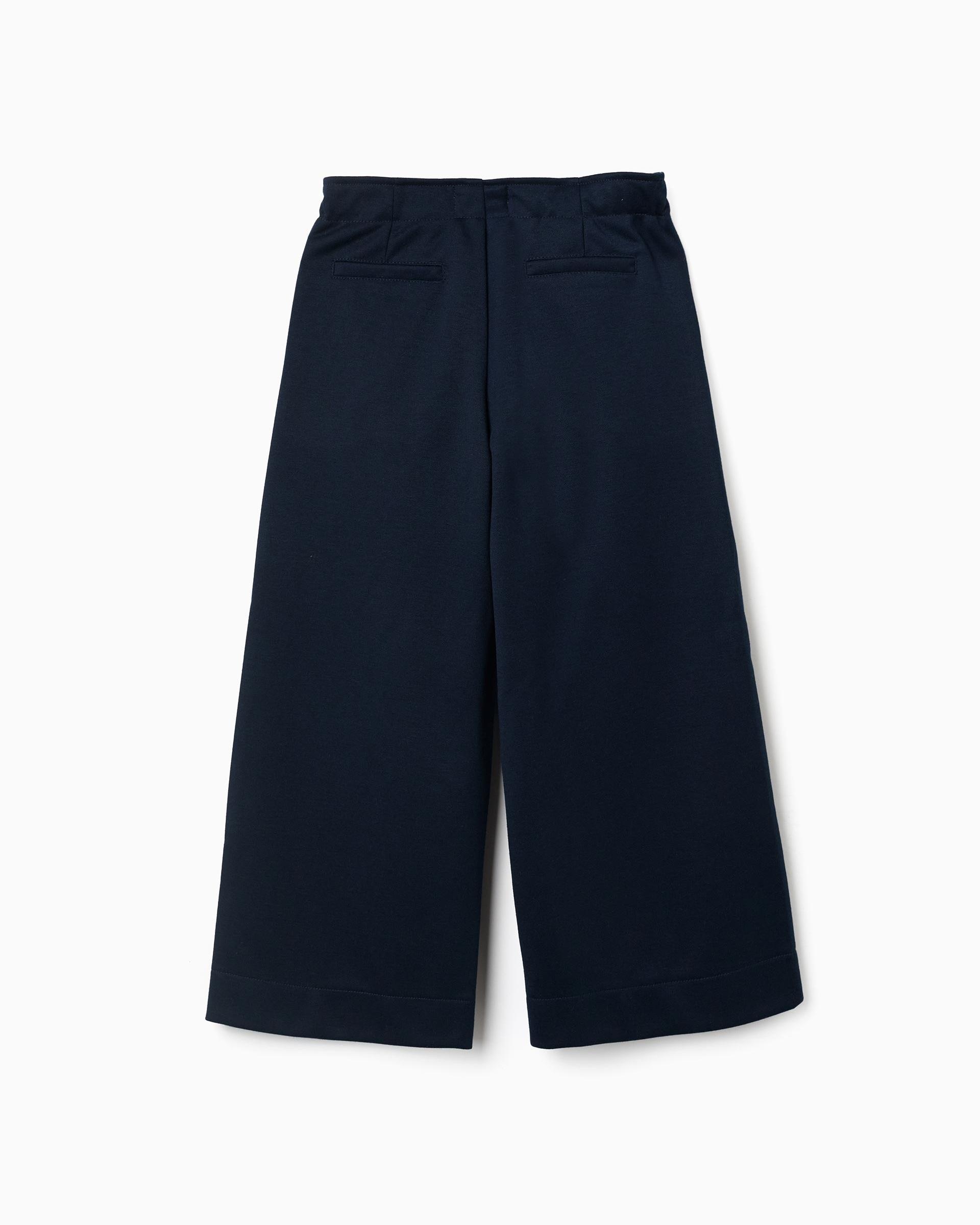 Pantálon de niña de punto interlock y de pierna ancha - Zippy - Azul marino Azul marino-3