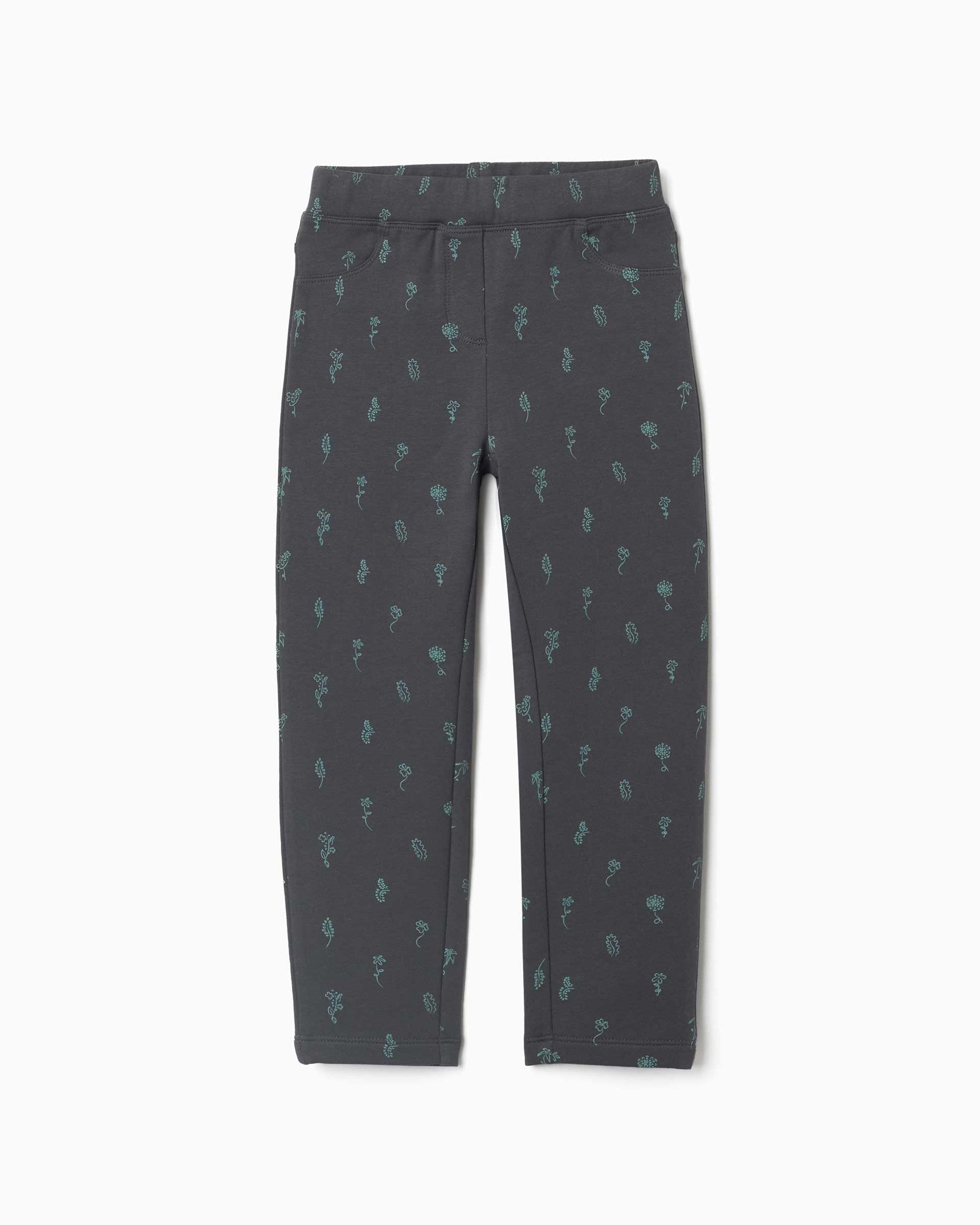 Leggins de niña pitillo y con forro perchado - Zippy - Gris oscuro Gris oscuro-1