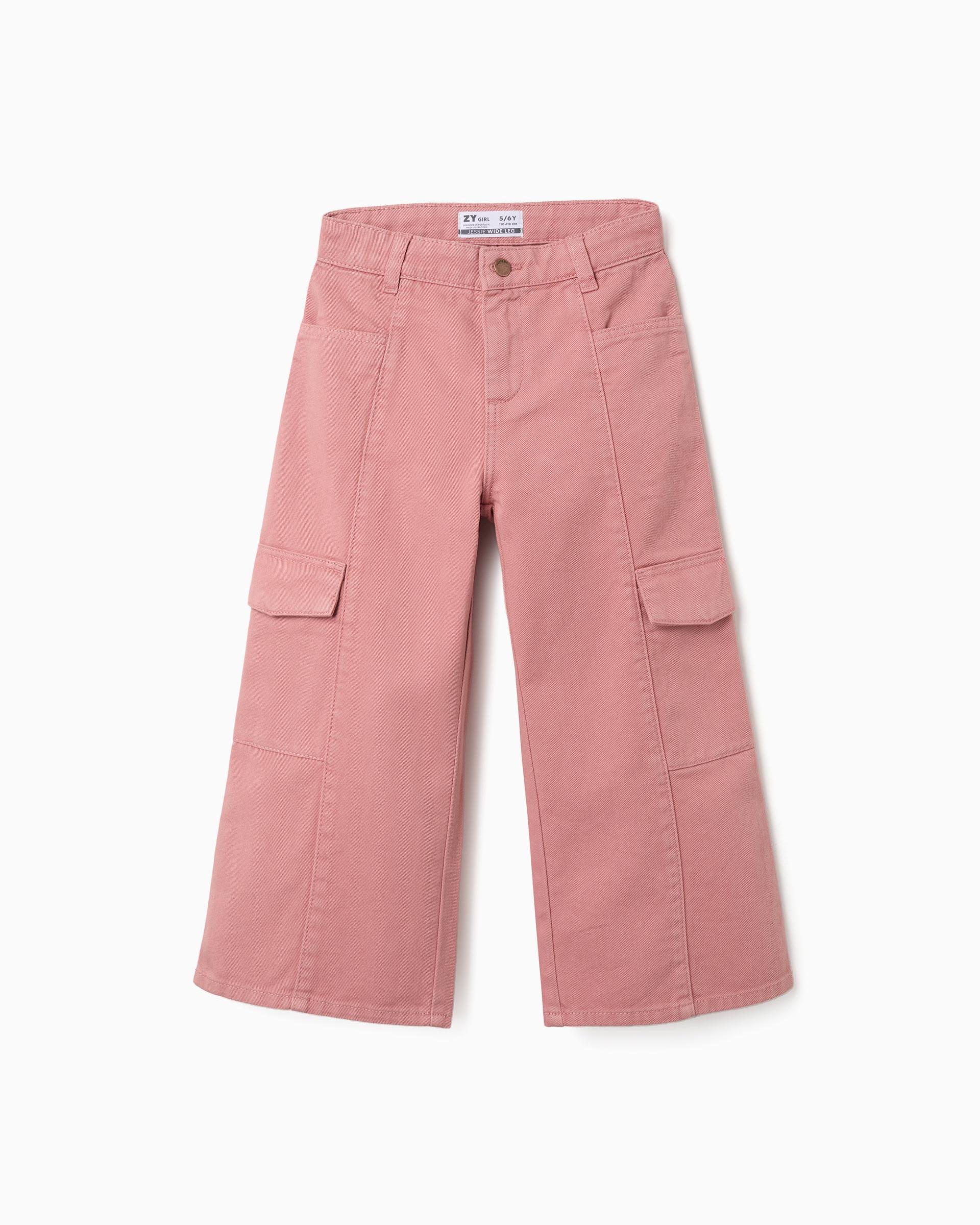Imagen 0 de Pantálon de niña de sarga y de pierna ancha Rosa
