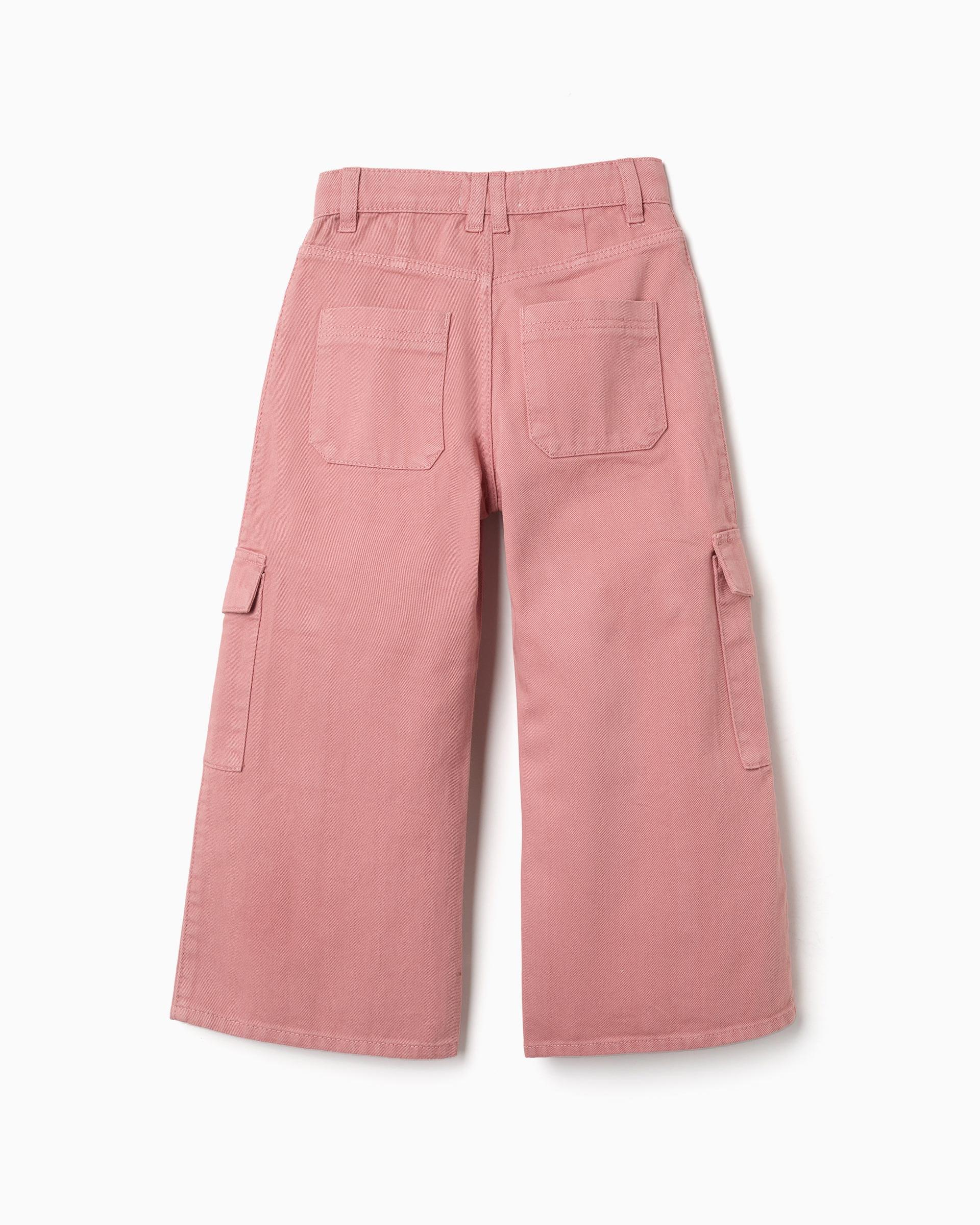 Pantálon de niña de sarga y de pierna ancha - Zippy - Rosa Rosa-3