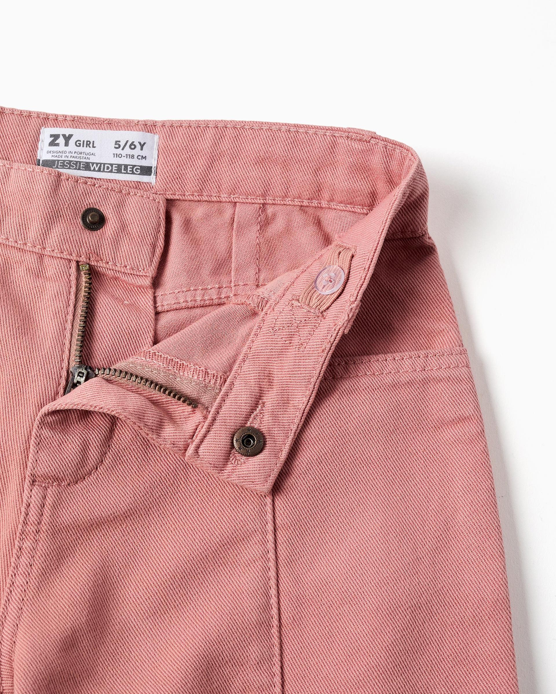 Pantálon de niña de sarga y de pierna ancha - Zippy - Rosa Rosa-2