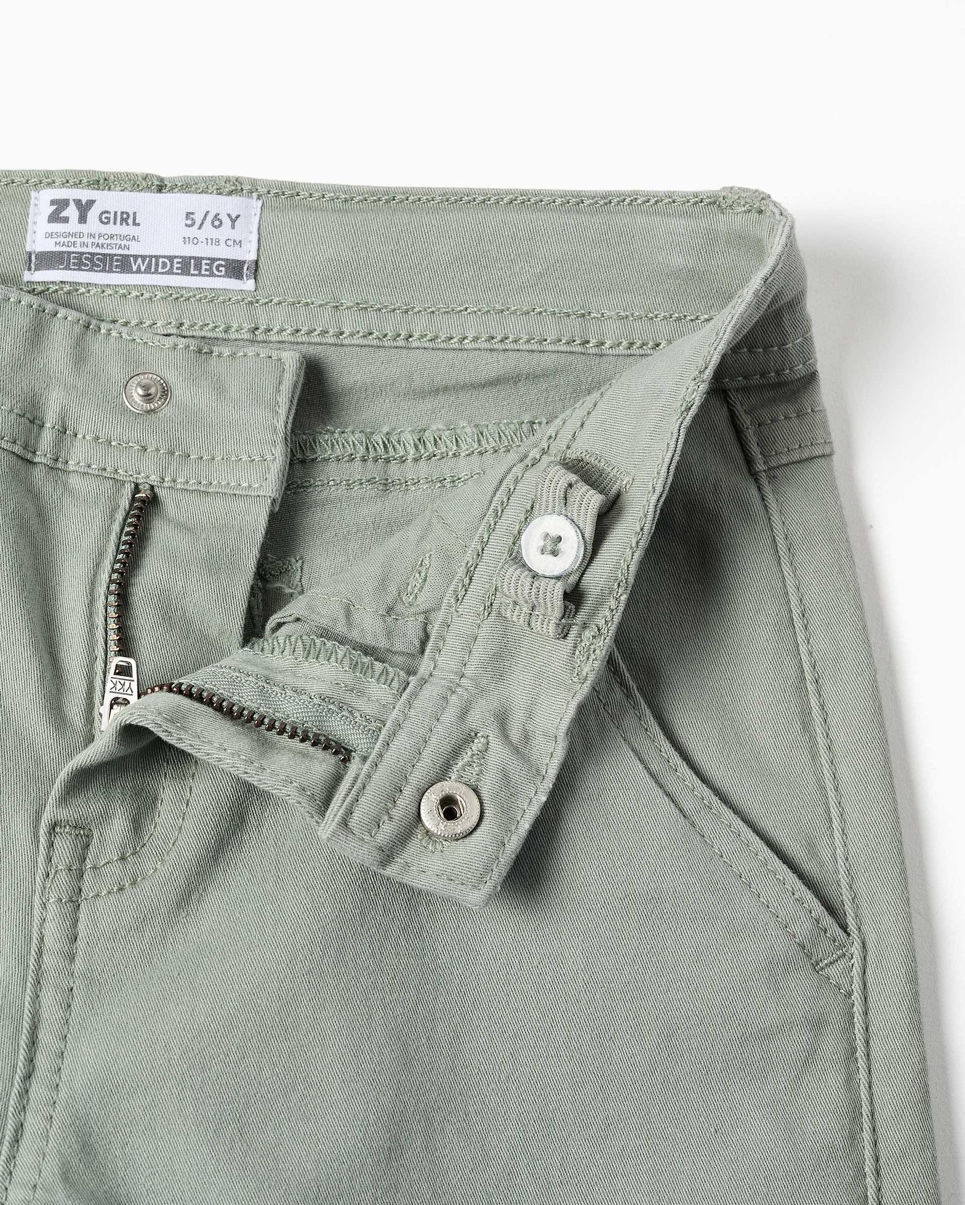Pantálon de niña de sarga y de pierna ancha - Zippy - Verde Verde-2