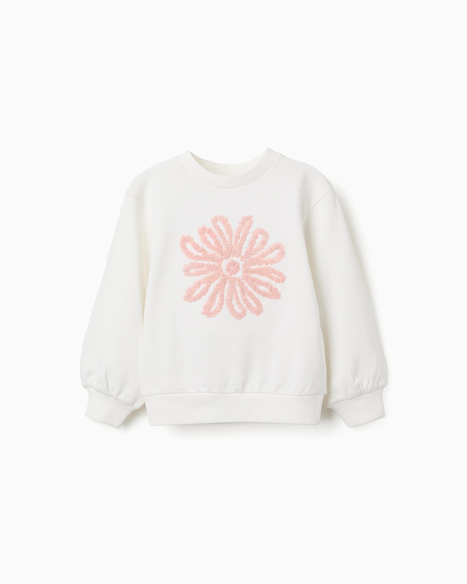 Sudadera de niña con estampado en relieve y mangas abullonadas - Zippy - Blanco Blanco-1