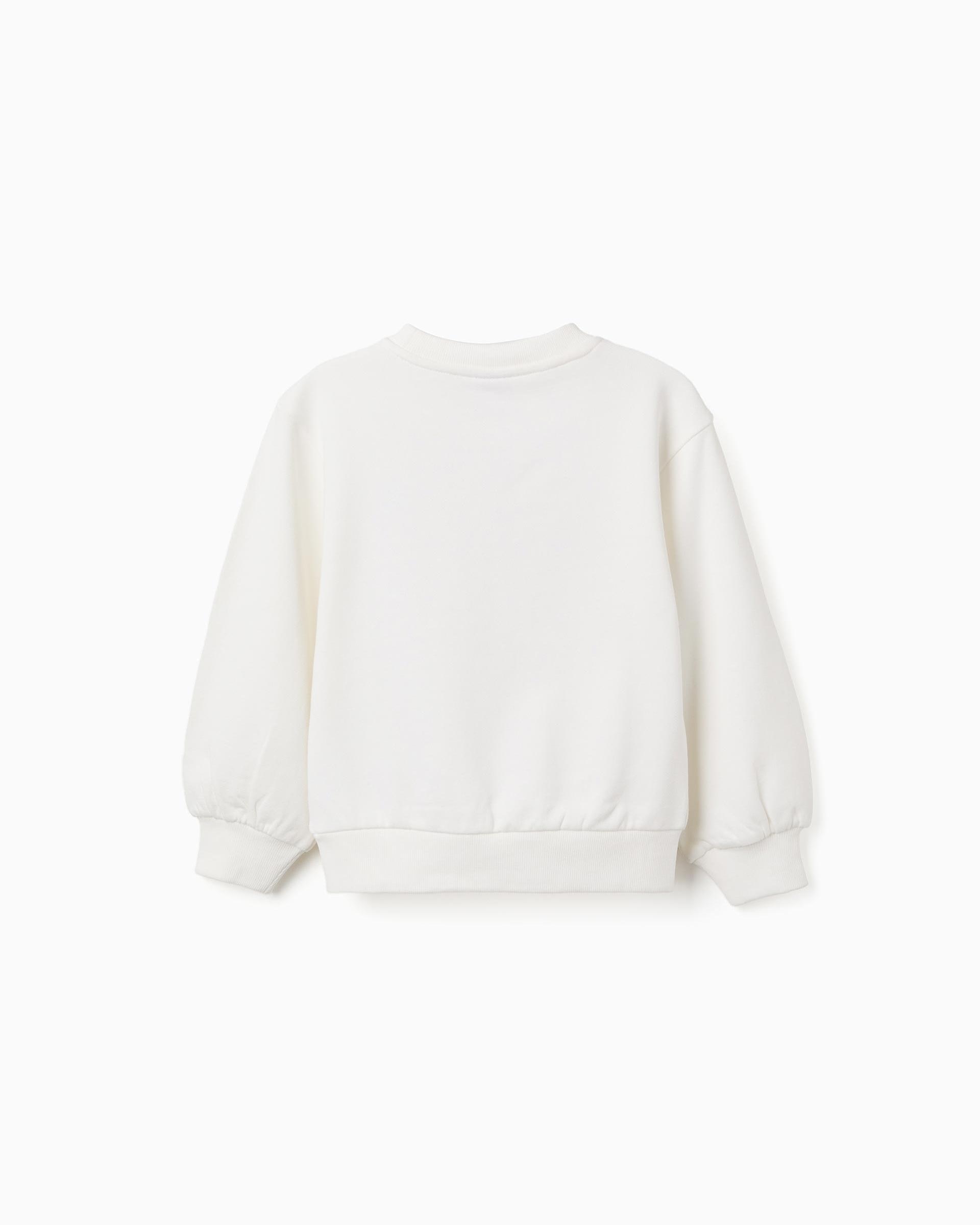 Sudadera de niña con estampado en relieve y mangas abullonadas - Zippy - Blanco Blanco-3