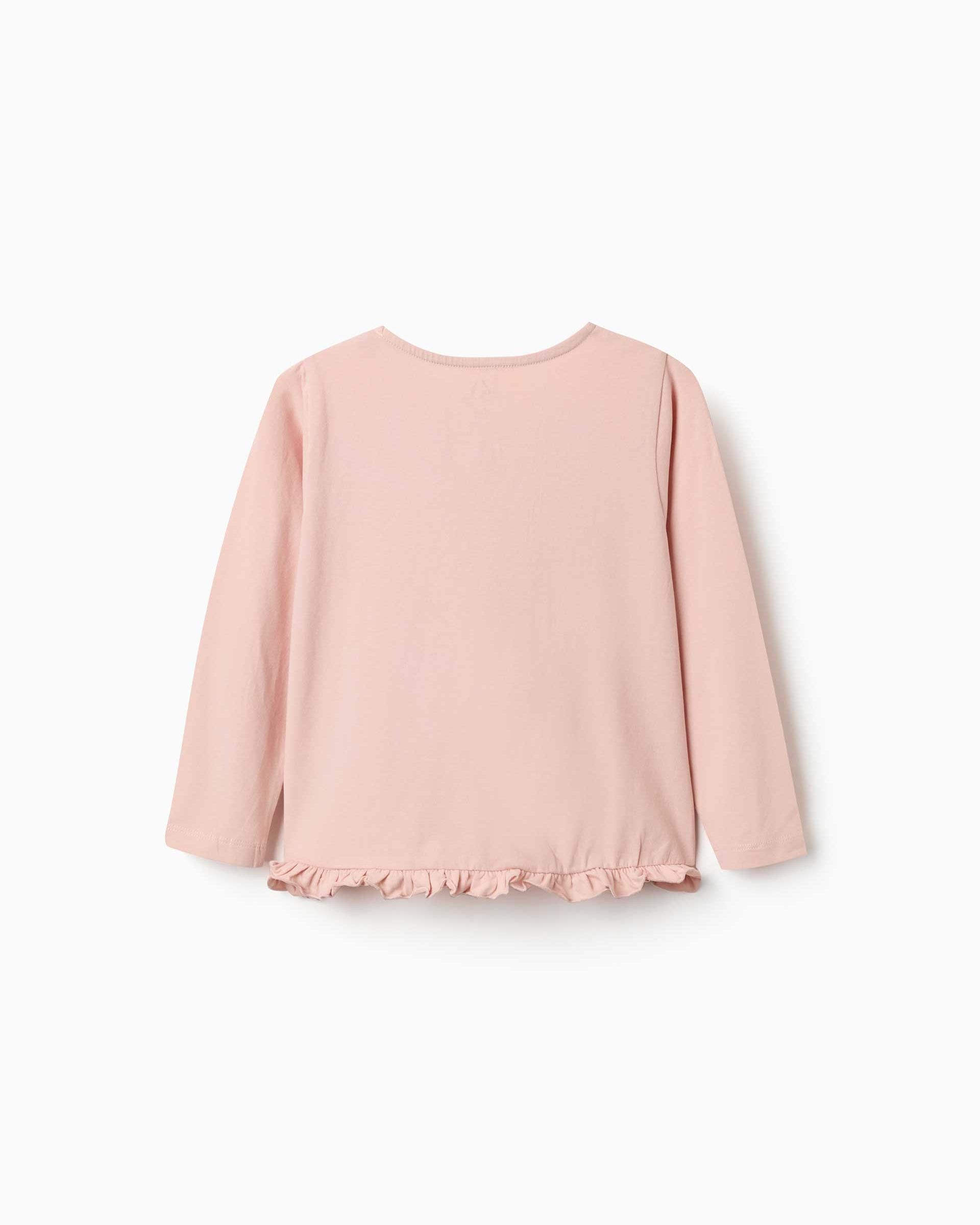 Camiseta de niña de algodón y con volantes - Zippy - Rosa Rosa-3