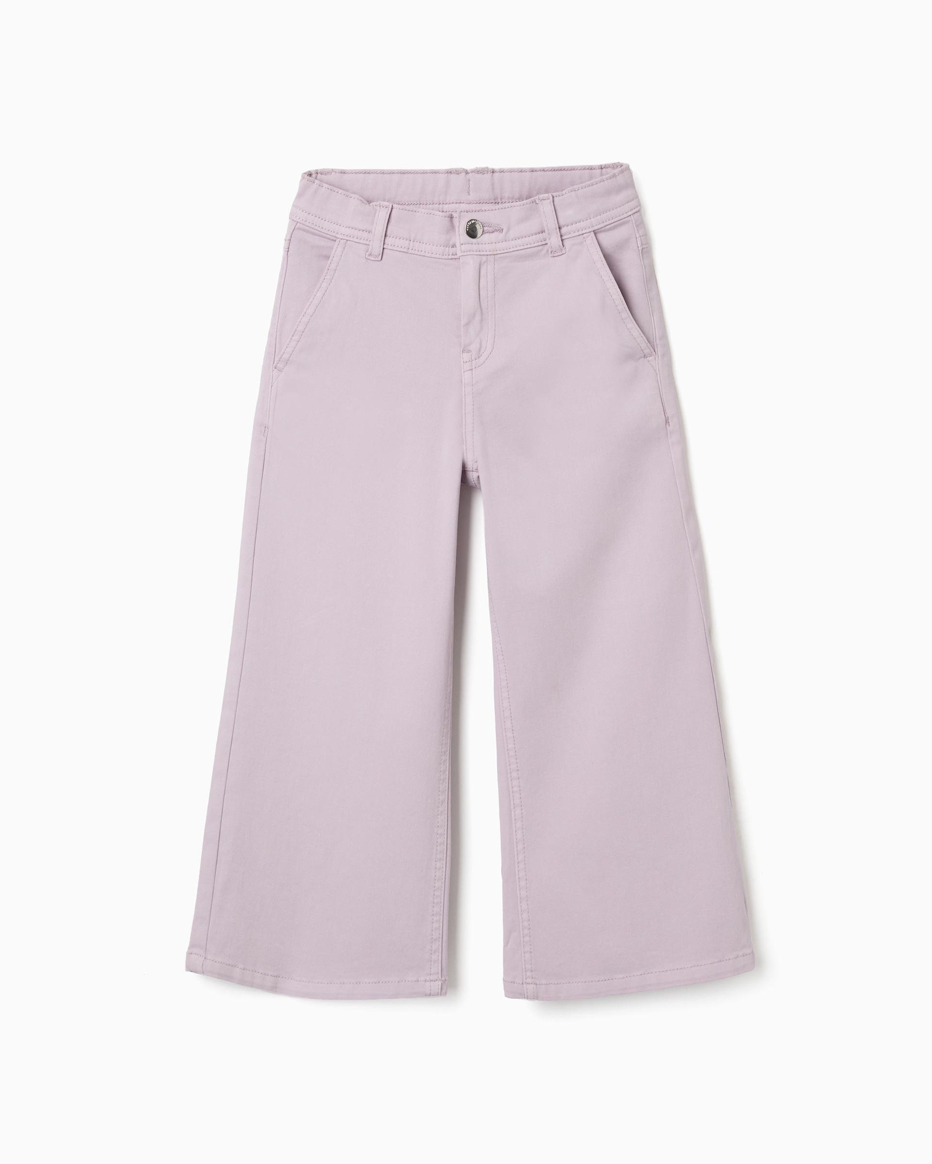 Pantálon de niña de sarga y de pierna ancha - Zippy - Morado Morado-1